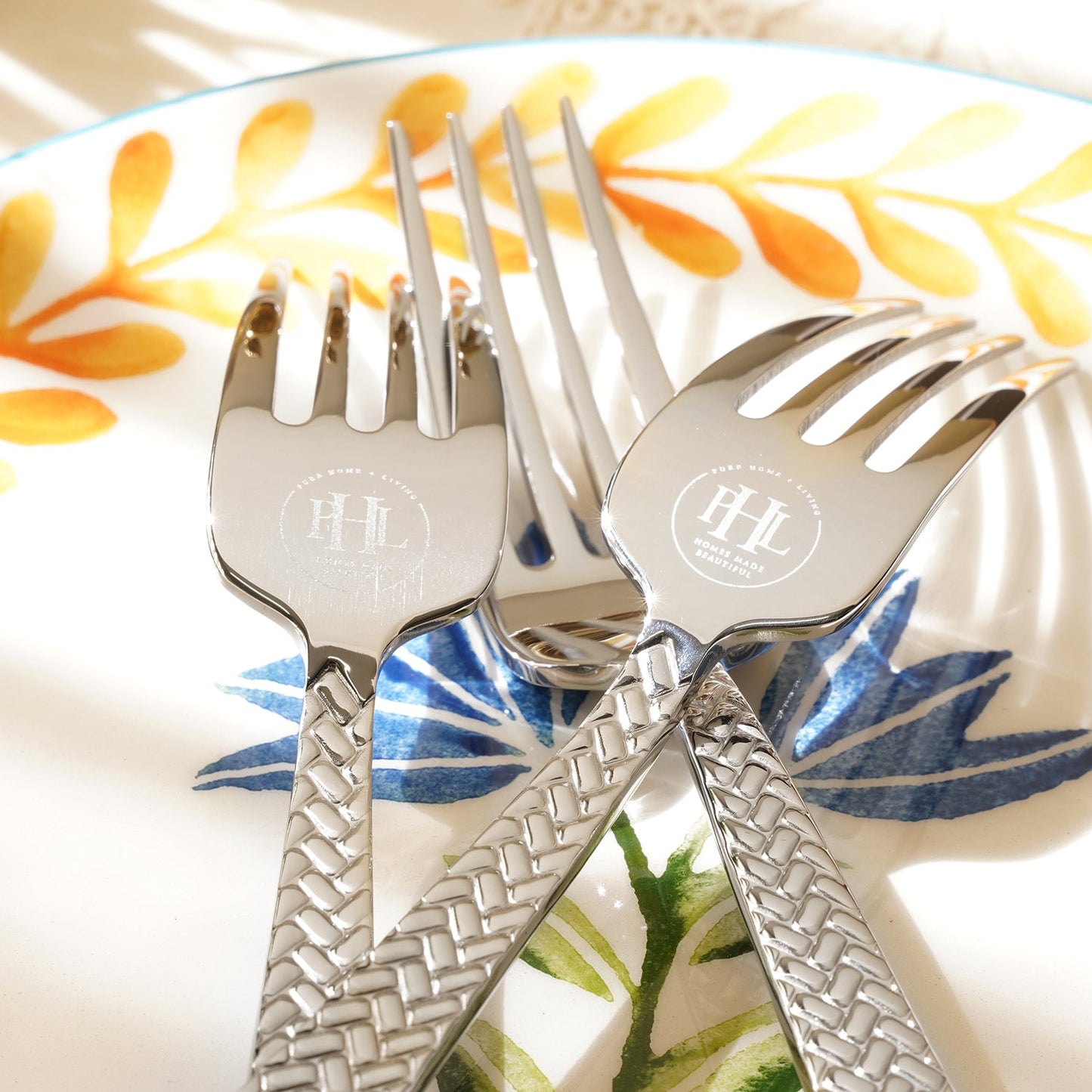 Set Of 6 Silver Steel Dessert Forks with Zig Zag Texture