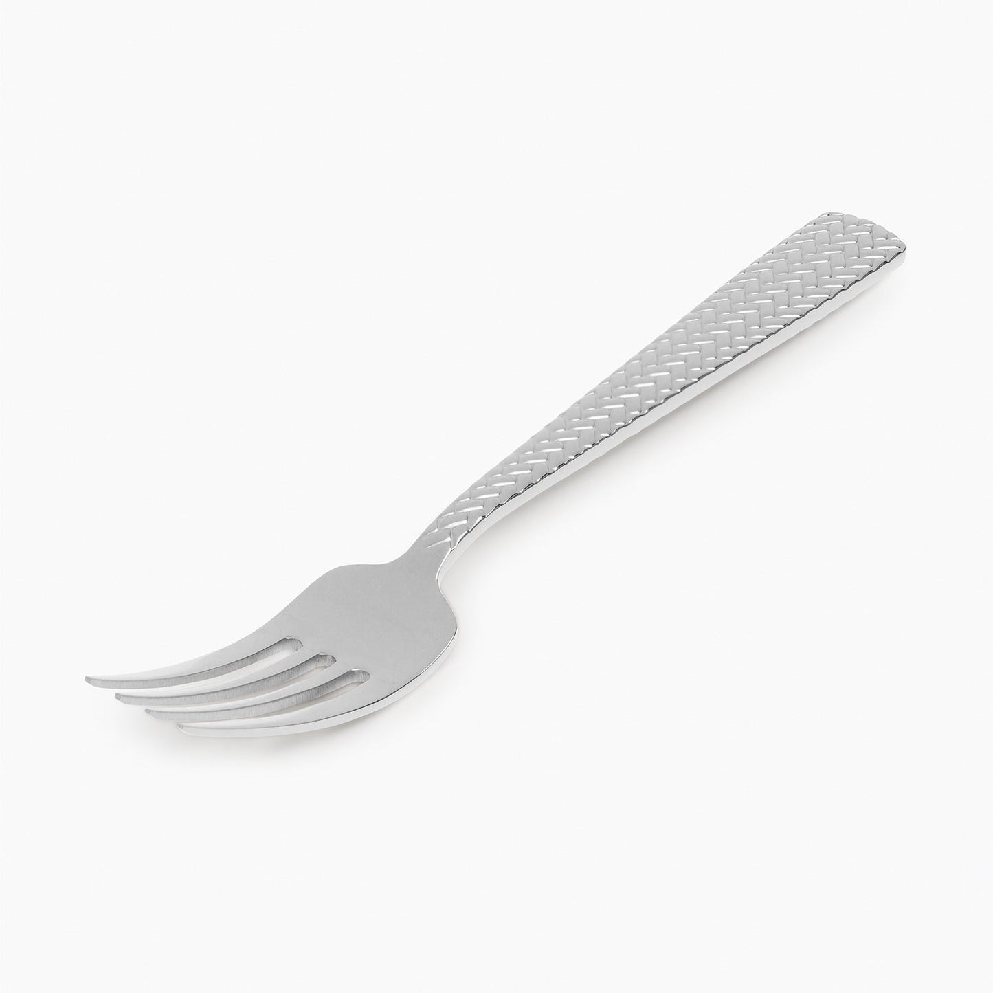 Set Of 6 Silver Steel Dessert Forks with Zig Zag Texture