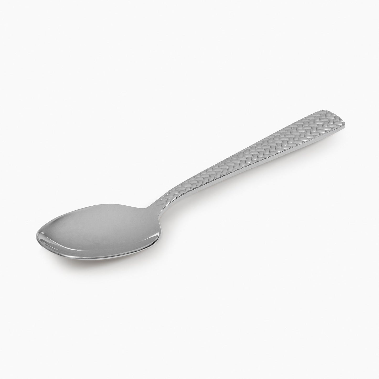 Set Of 6 Silver Steel Dessert Spoons with Zig Zag Texture