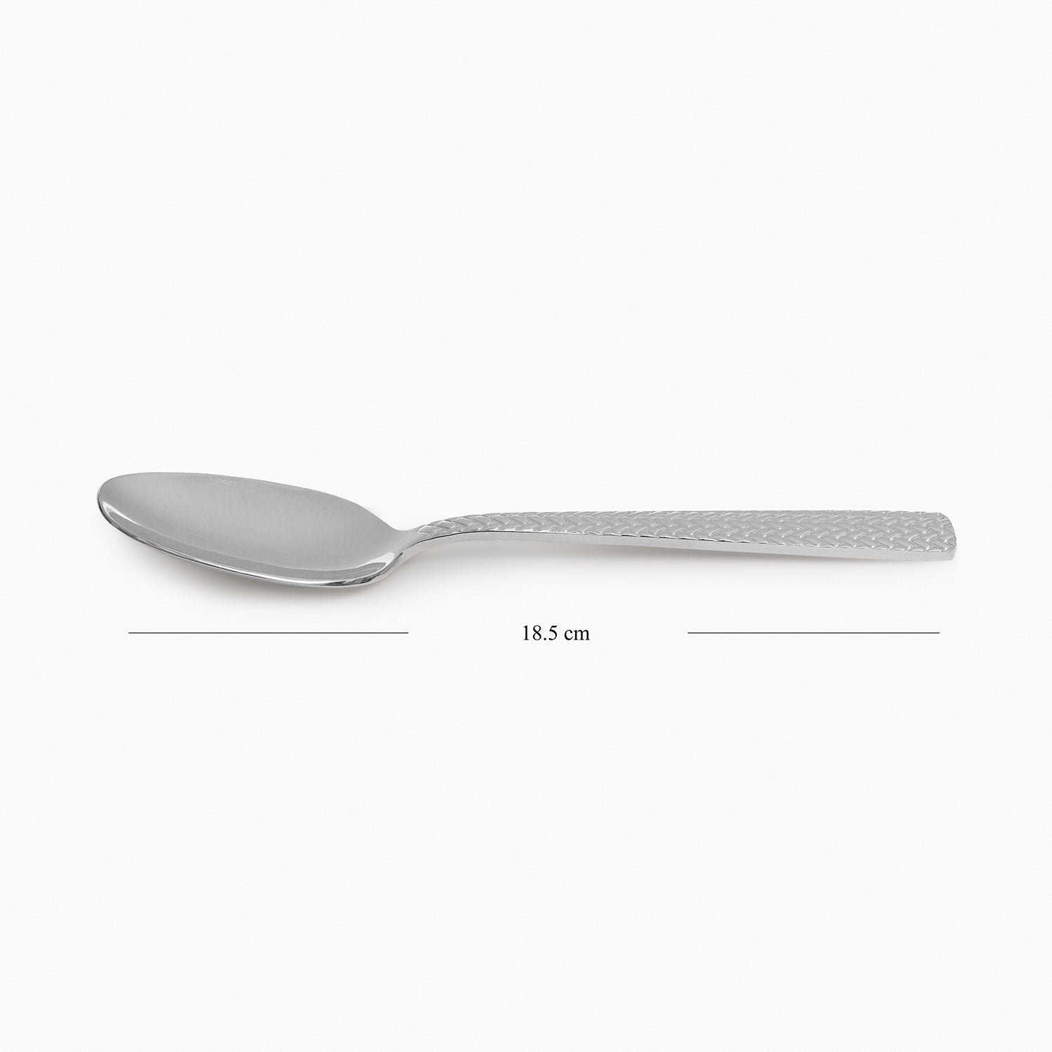 Set Of 6 Silver Steel Dessert Spoons with Zig Zag Texture