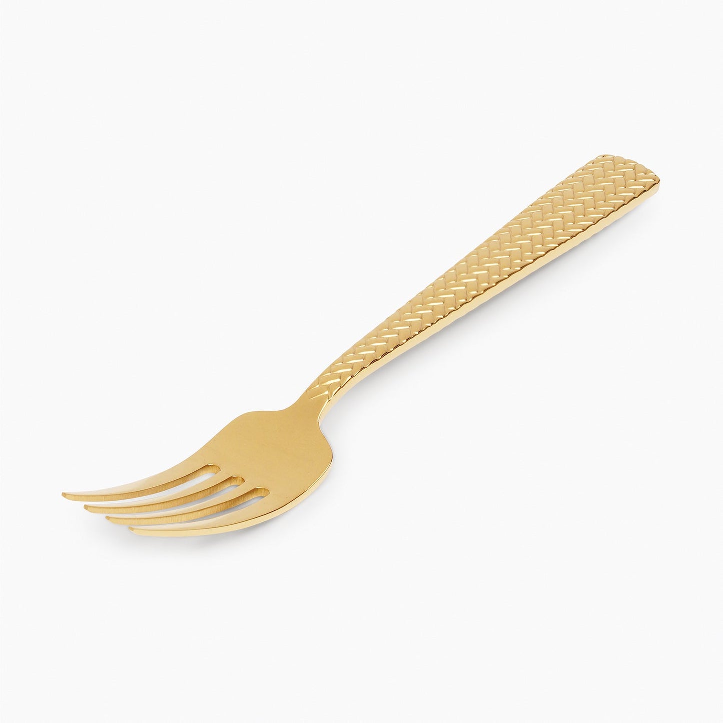 Set Of 6 Gold Steel Dessert Forks with Zig Zag Texture