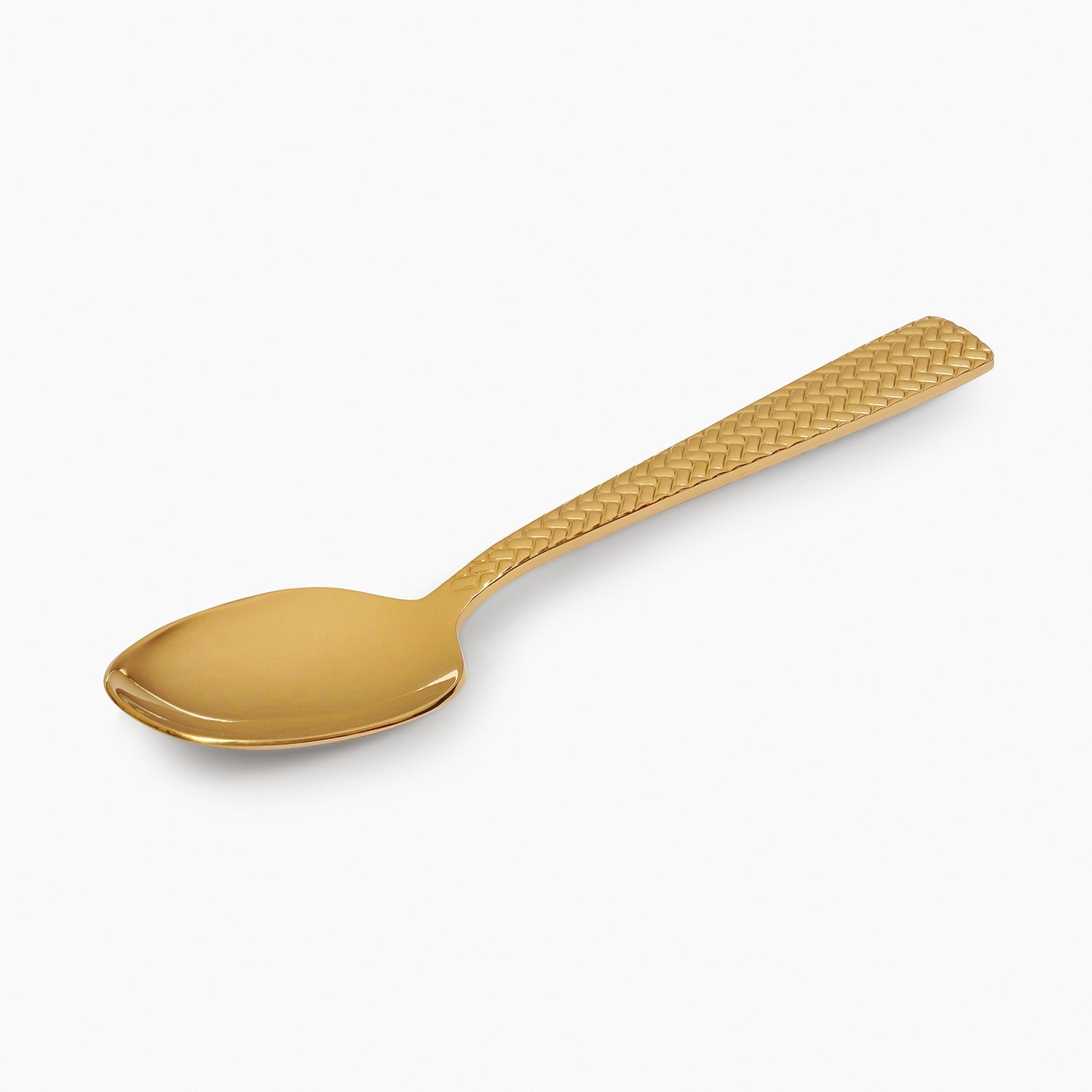 Set Of 6 Gold Steel Dessert Spoons with Zig Zag Texture