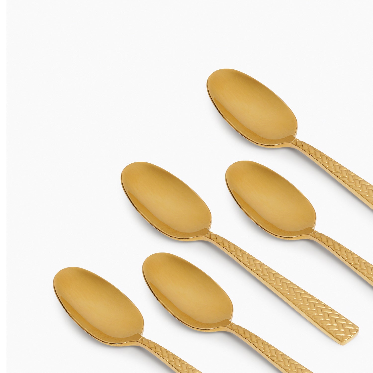 Set of 6 Gold Stainless Steel Zig Zag Textured Tea Spoons