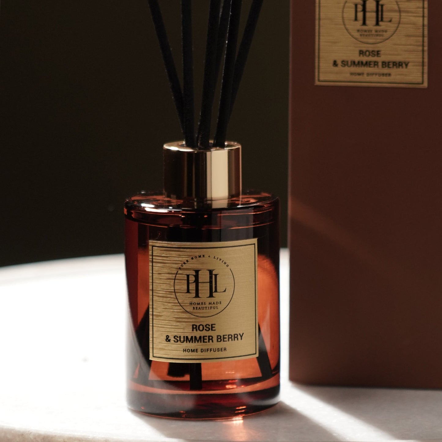 Rose & Summer Berry Scented Glass Diffuser - Brown