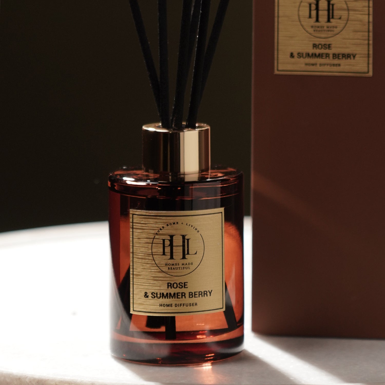 Rose & Summer Berry Scented Glass Diffuser - Brown