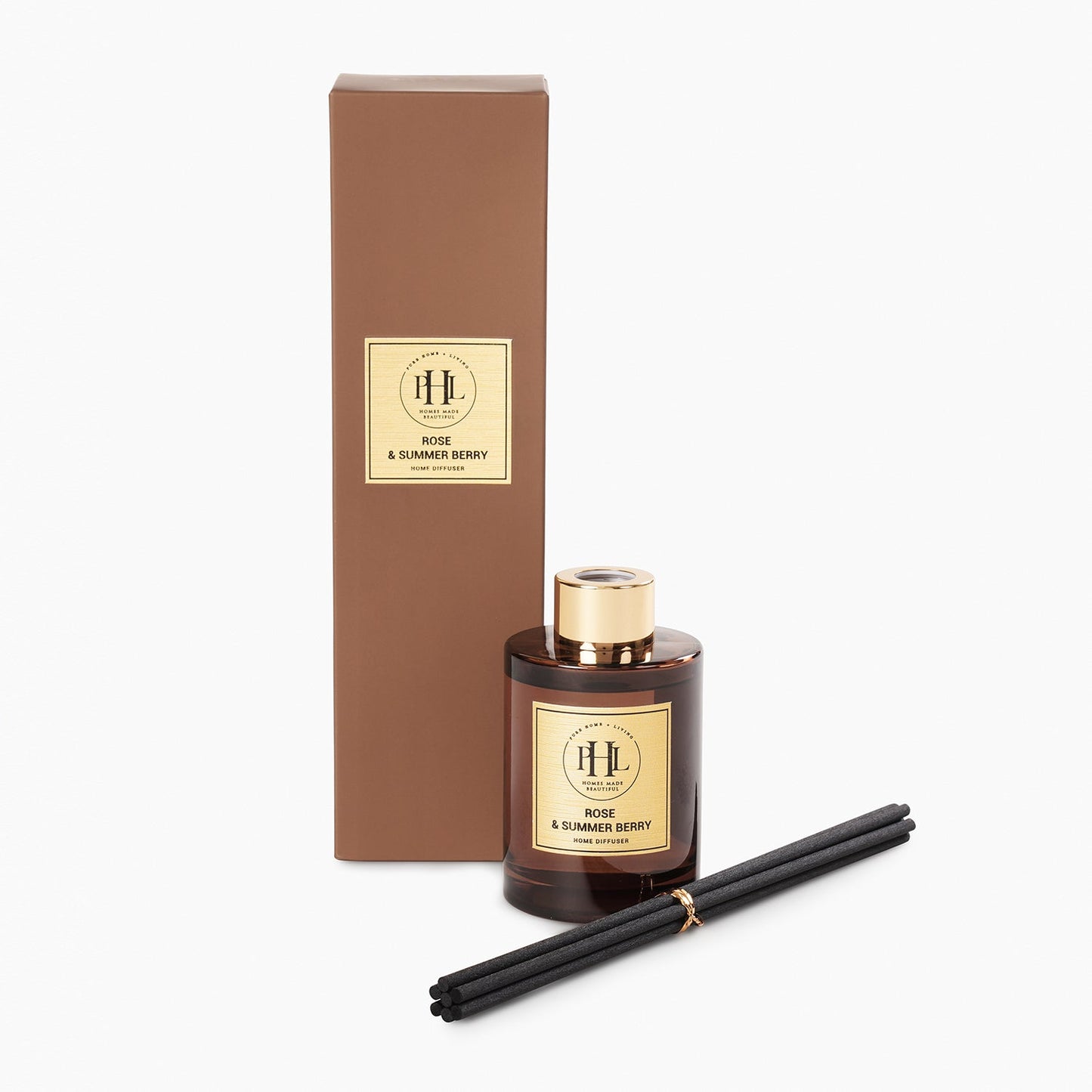 Rose & Summer Berry Scented Glass Diffuser - Brown