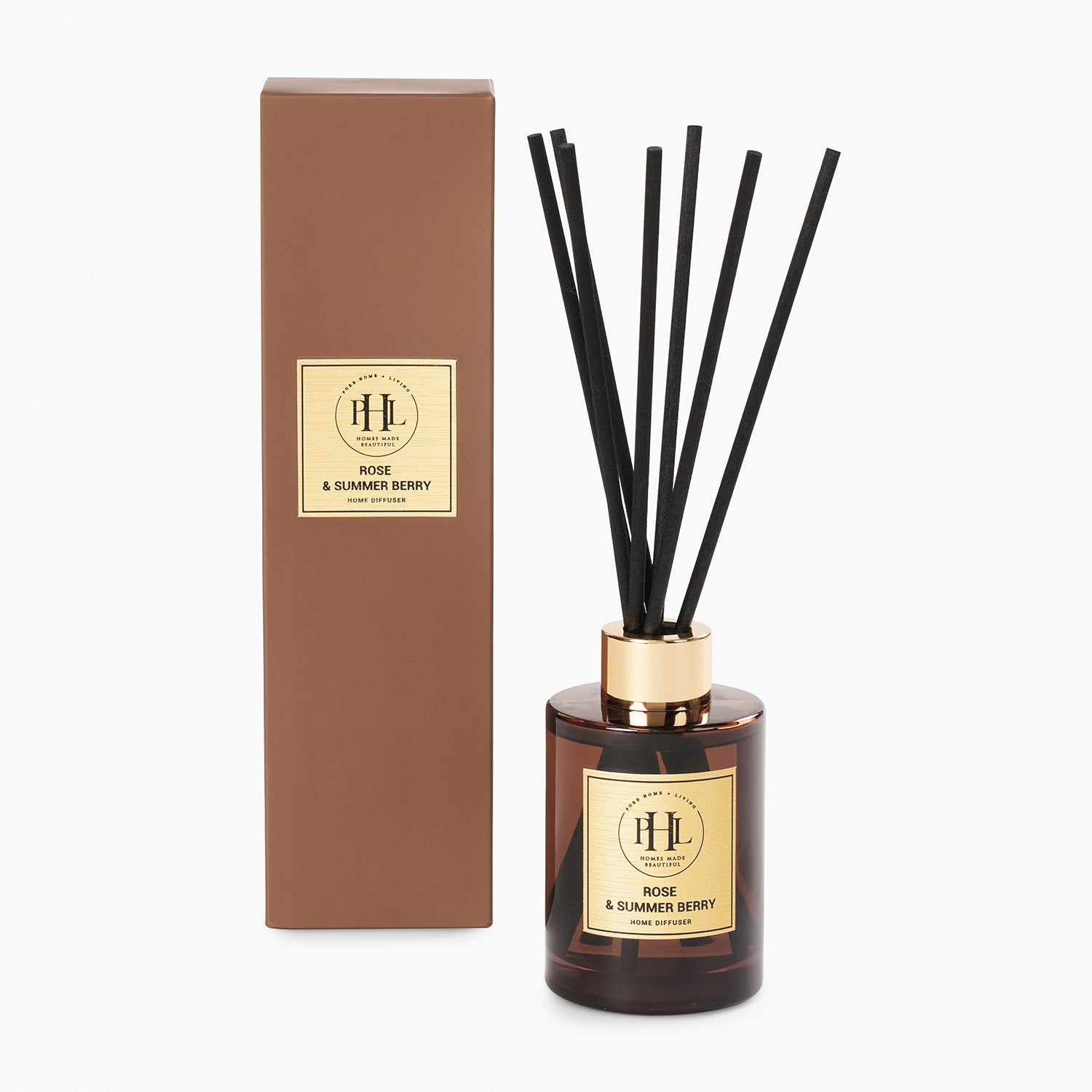 Rose & Summer Berry Scented Glass Diffuser - Brown
