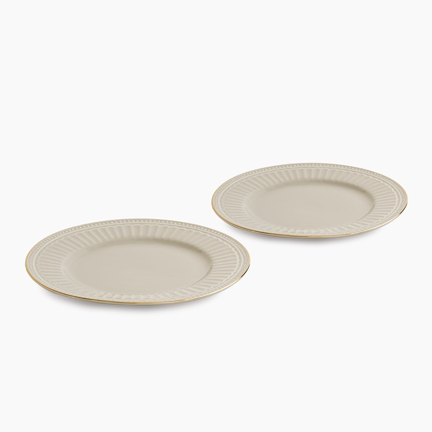 Set of 2 Light Grey Ceramic Dessert Plates