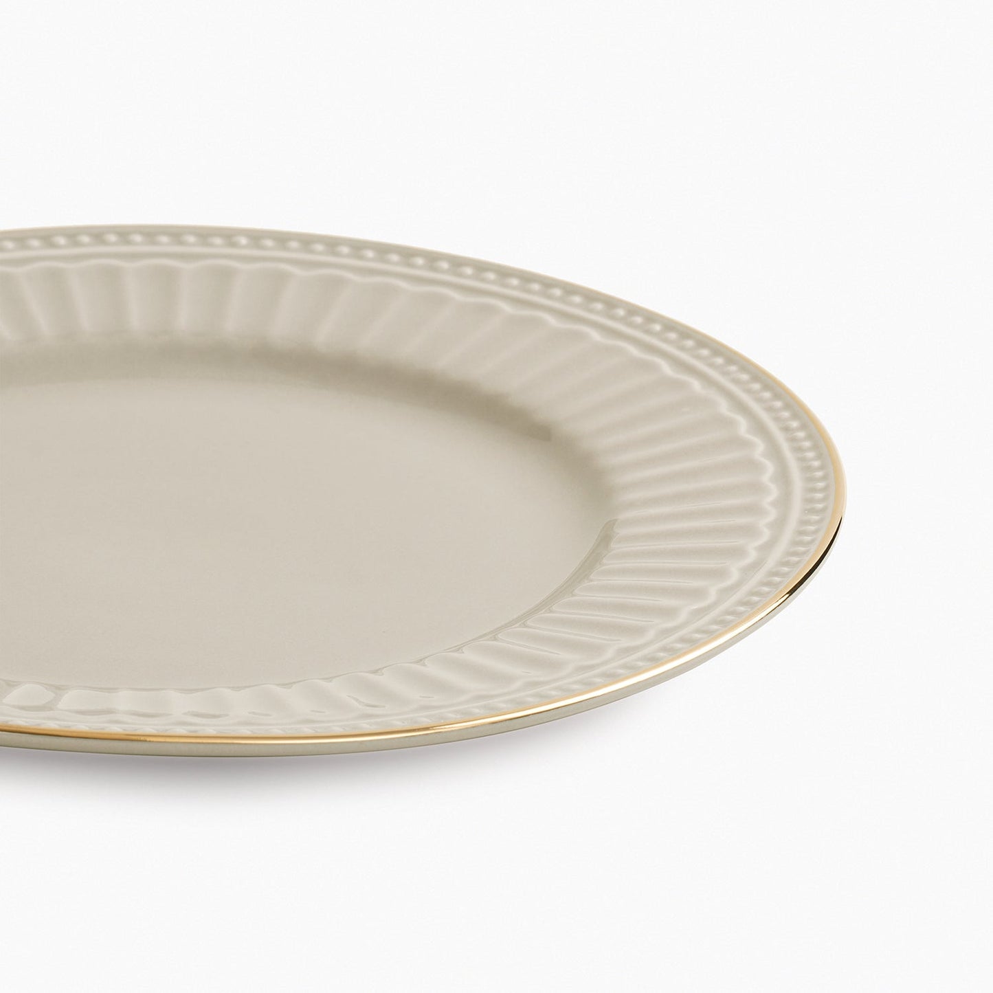 Set of 2 Light Grey Ceramic Dessert Plates
