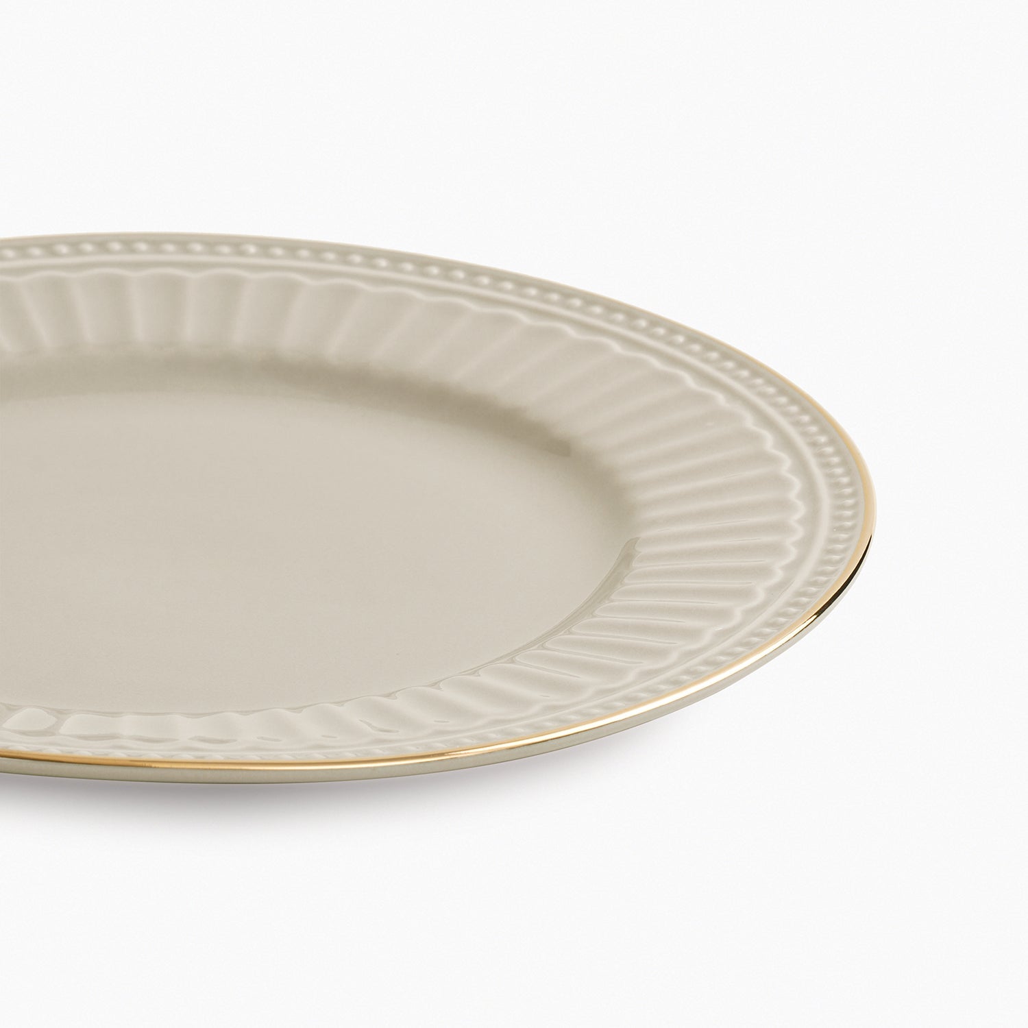 Set of 2 Light Grey Ceramic Dessert Plates