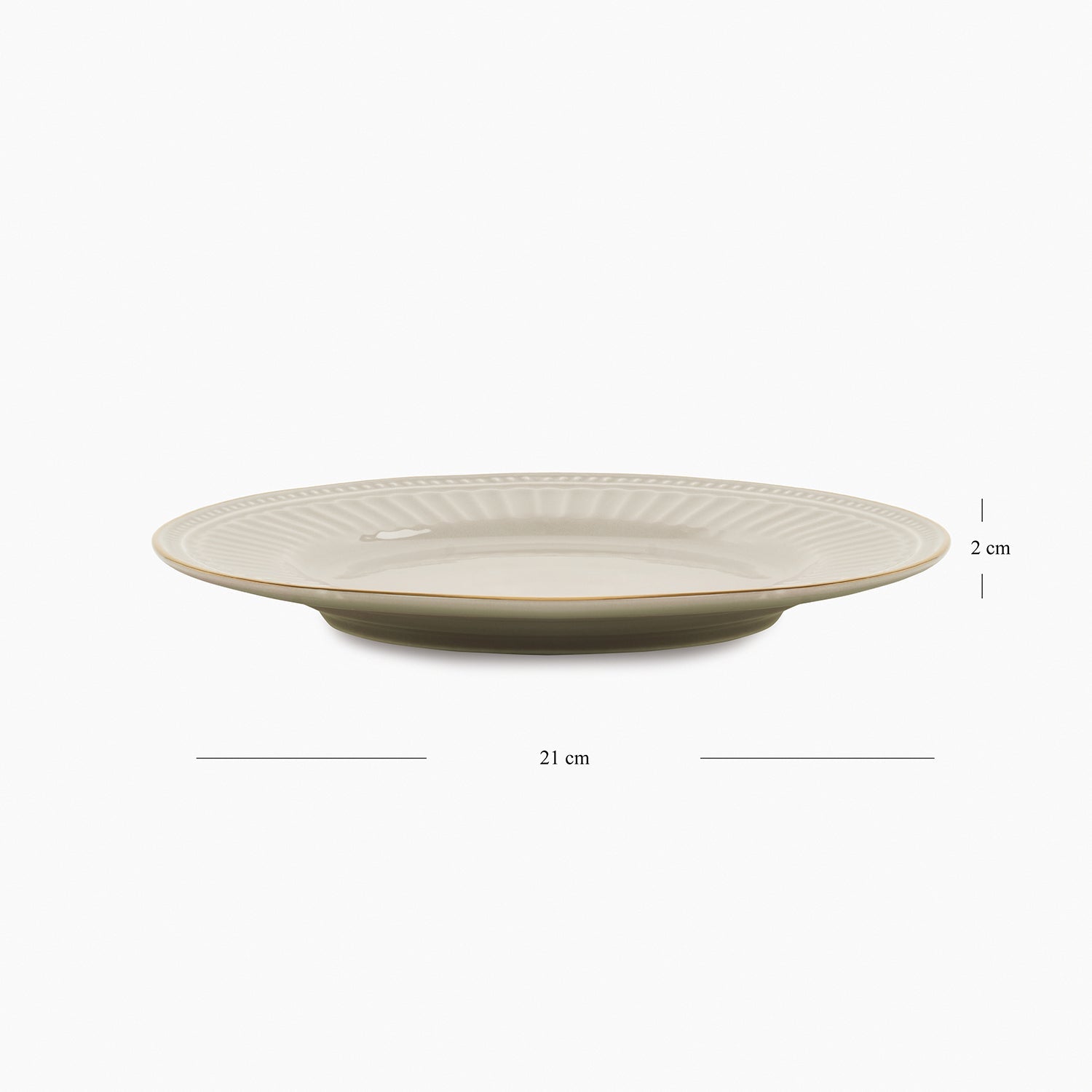 Set of 2 Light Grey Ceramic Dessert Plates