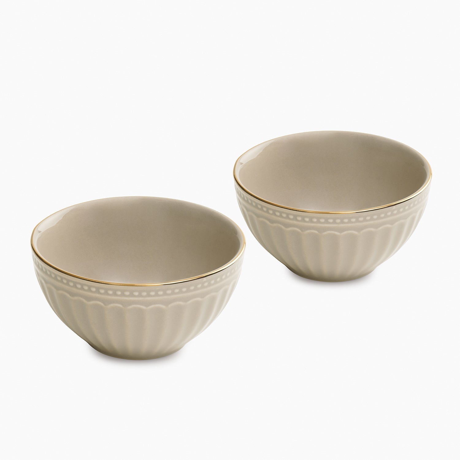 Set of 2 Light Grey Ceramic Side Bowls