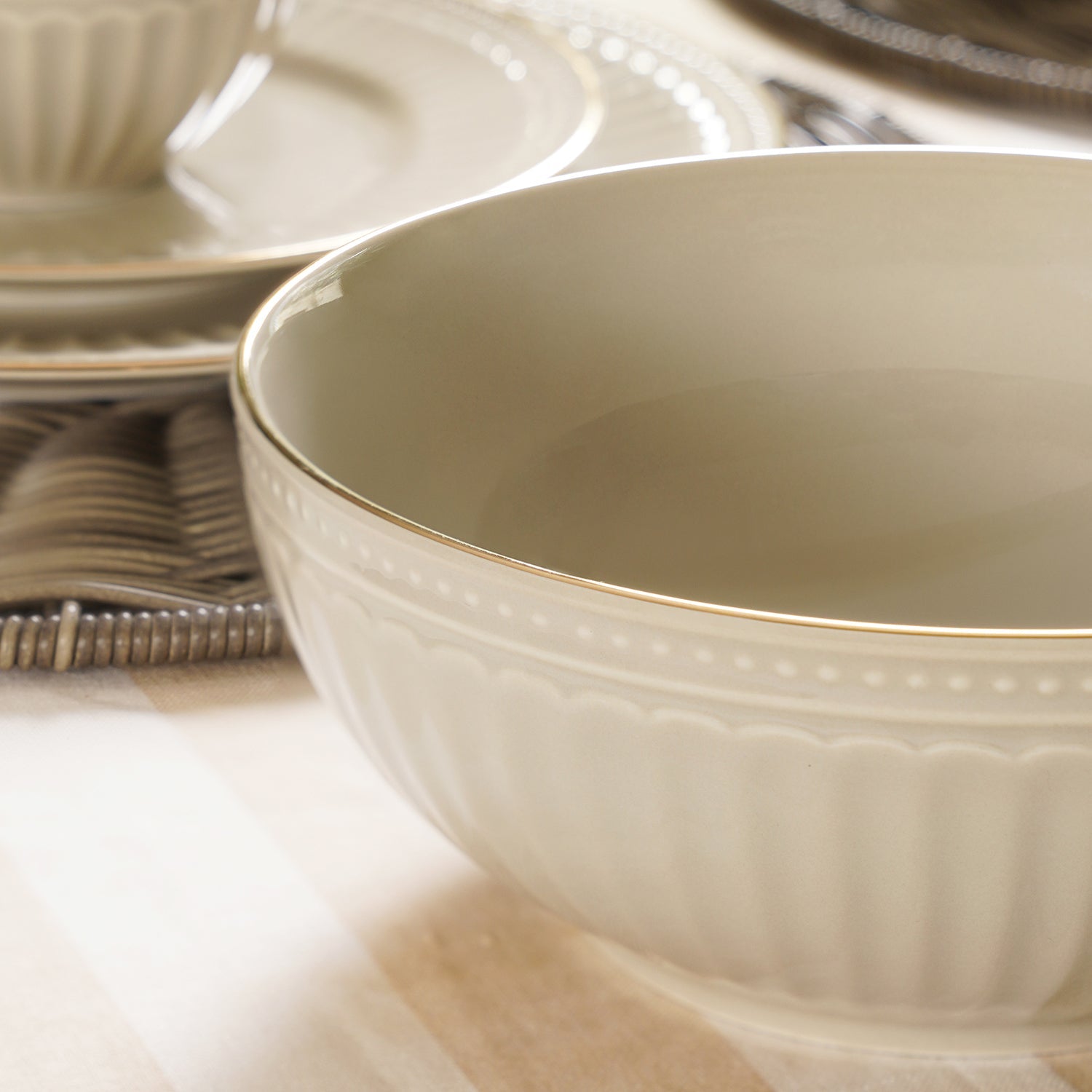 Light Grey Ceramic Serving Bowl