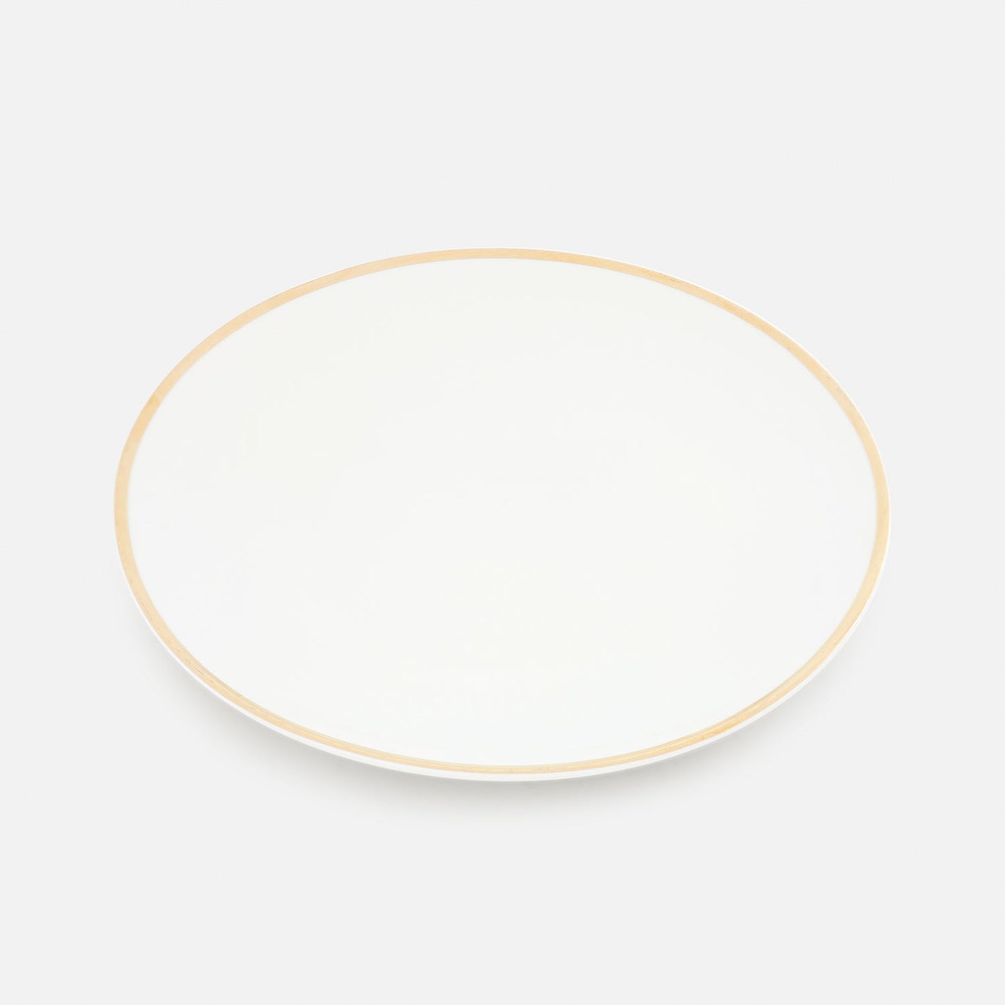 Set of 2 White Gold Rim Ceramic Dessert Plates