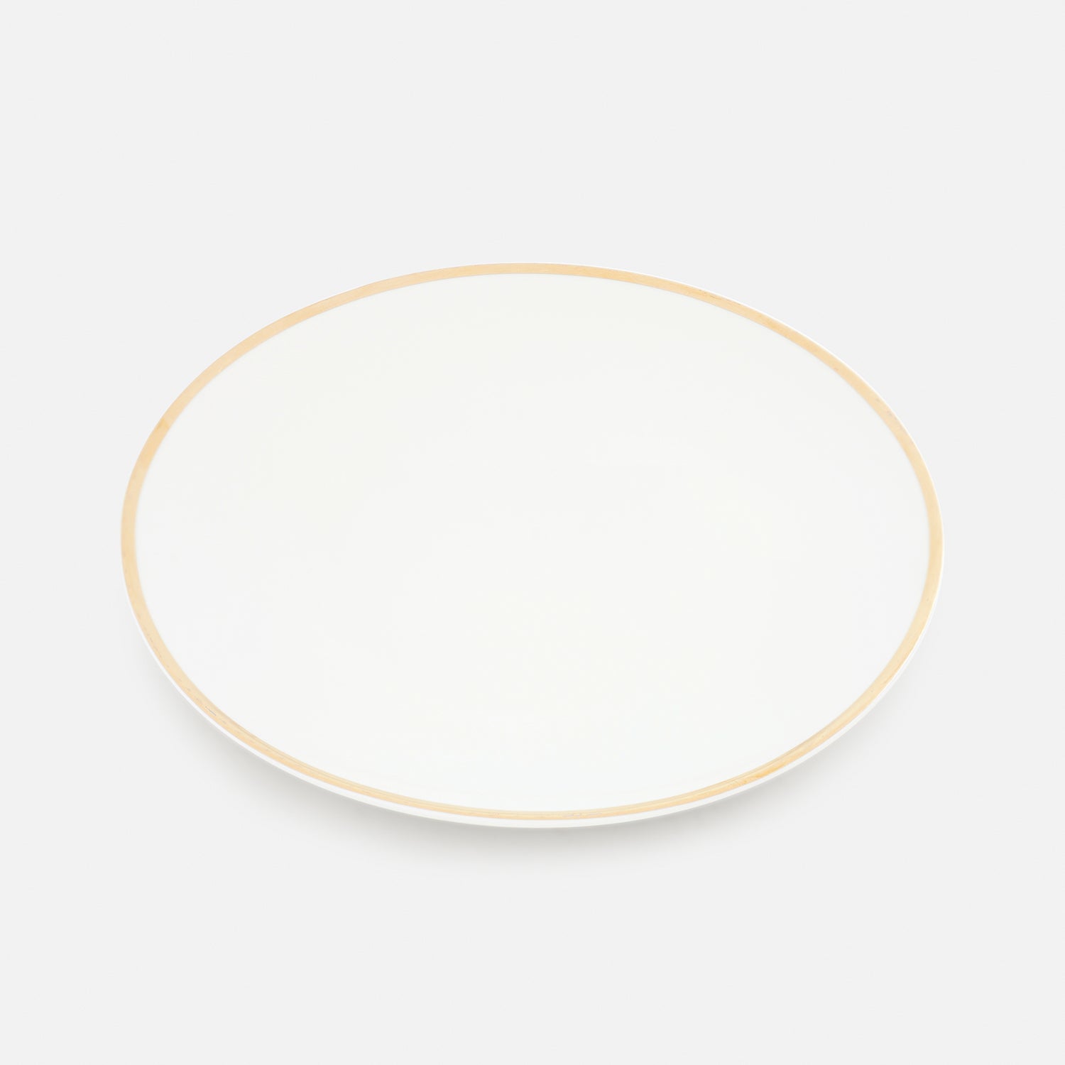 Set of 2 White Gold Rim Ceramic Dessert Plates