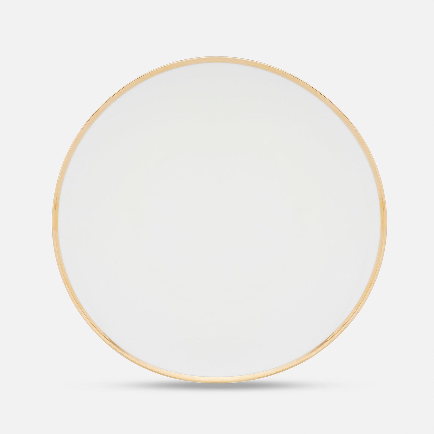 Set of 2 White Gold Rim Ceramic Dessert Plates