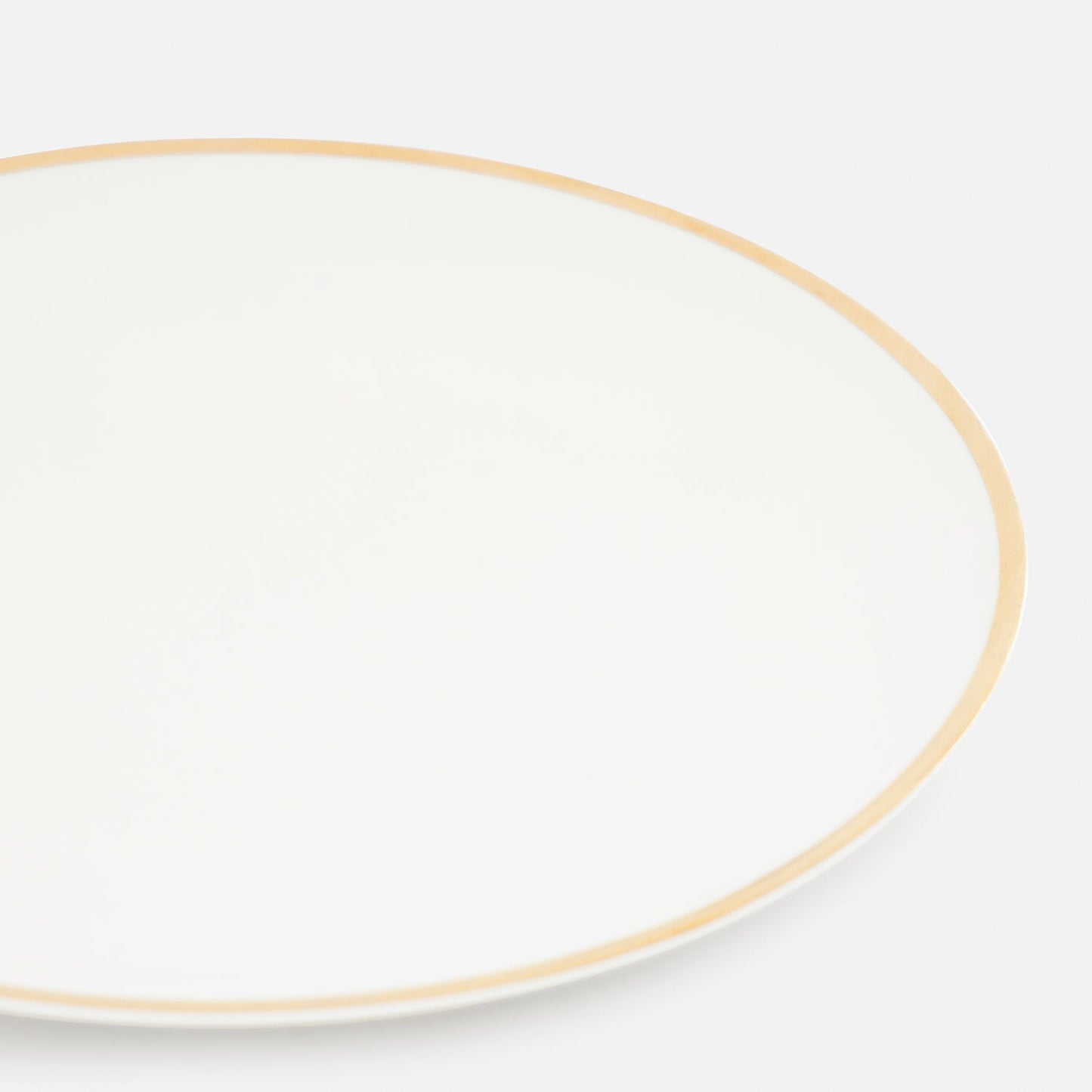 Set of 2 White Gold Rim Ceramic Dessert Plates