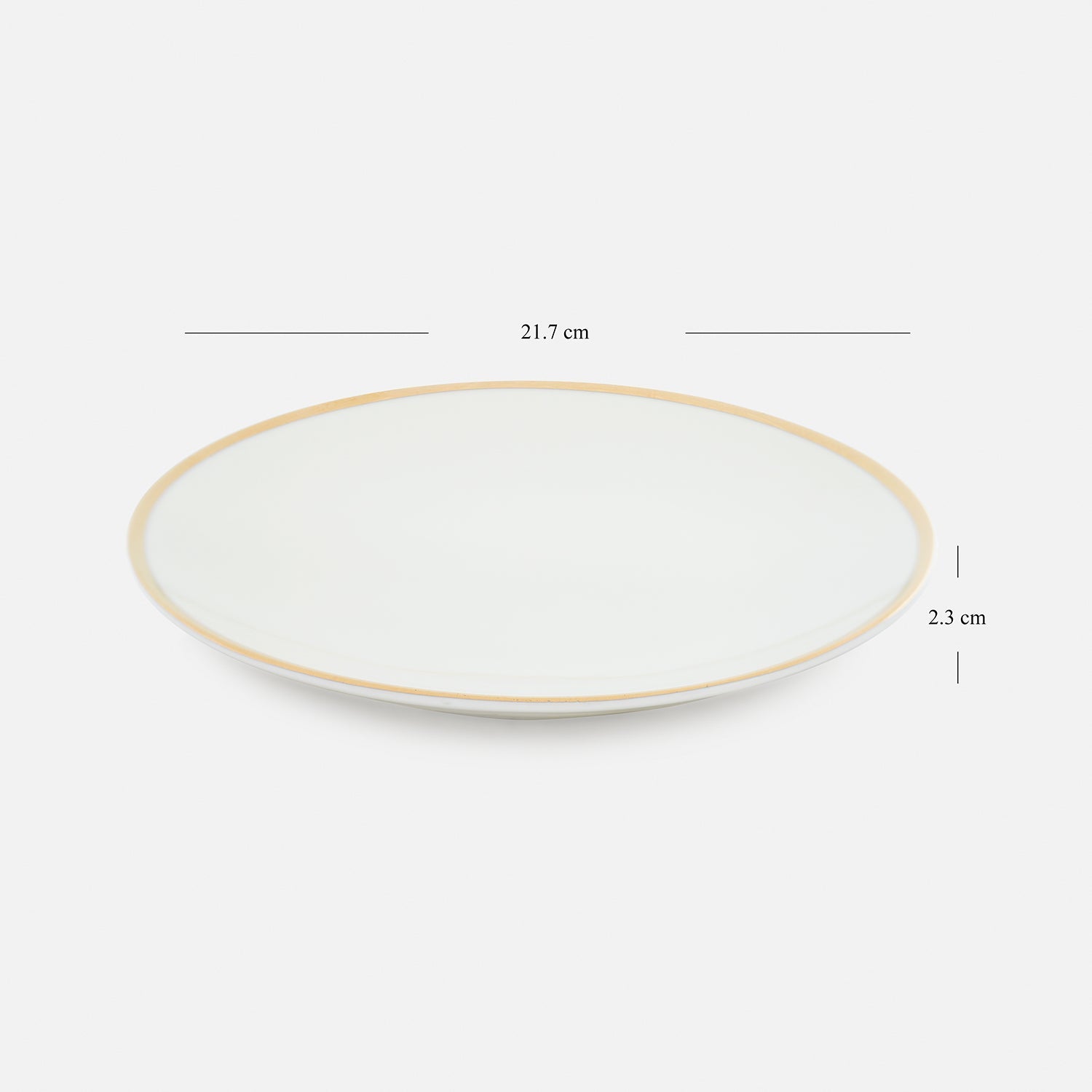 Set of 2 White Gold Rim Ceramic Dessert Plates