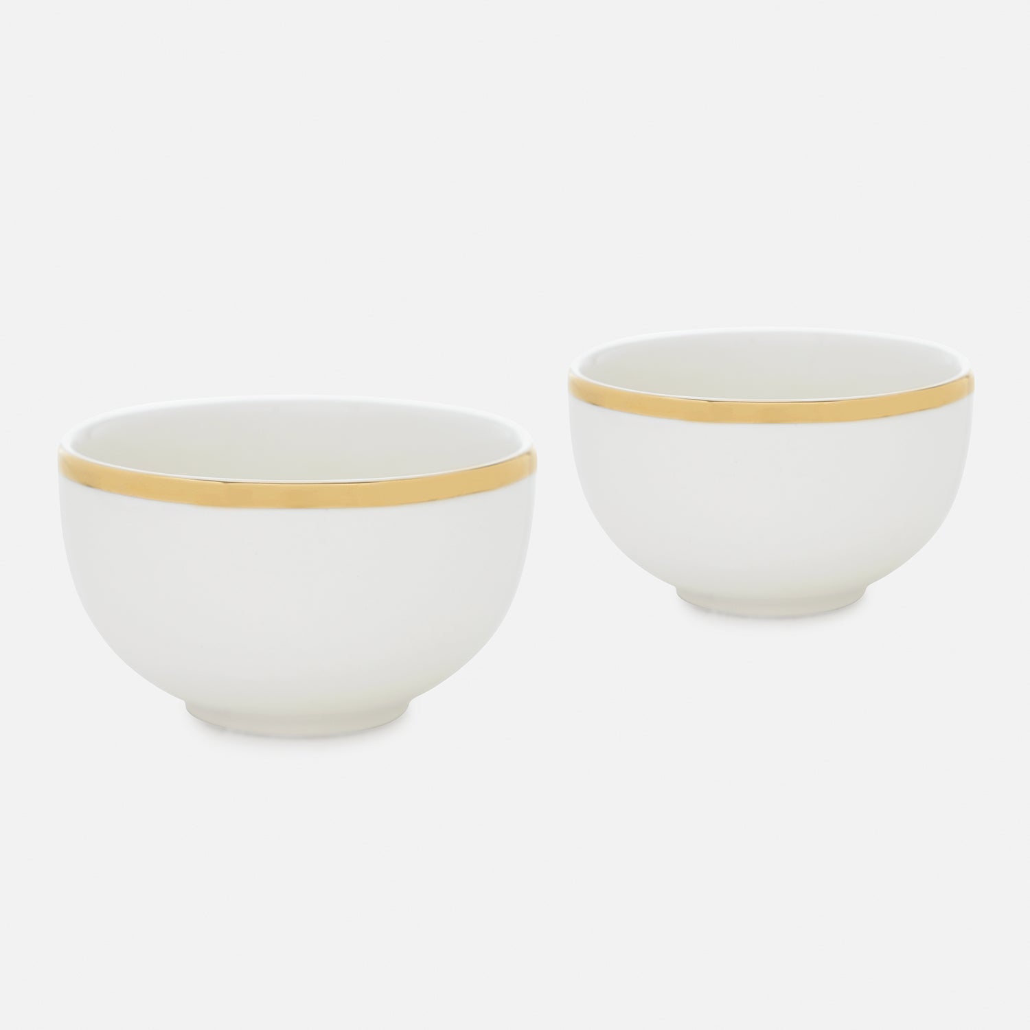 Set of 2 White Gold Rim Ceramic Small Bowls
