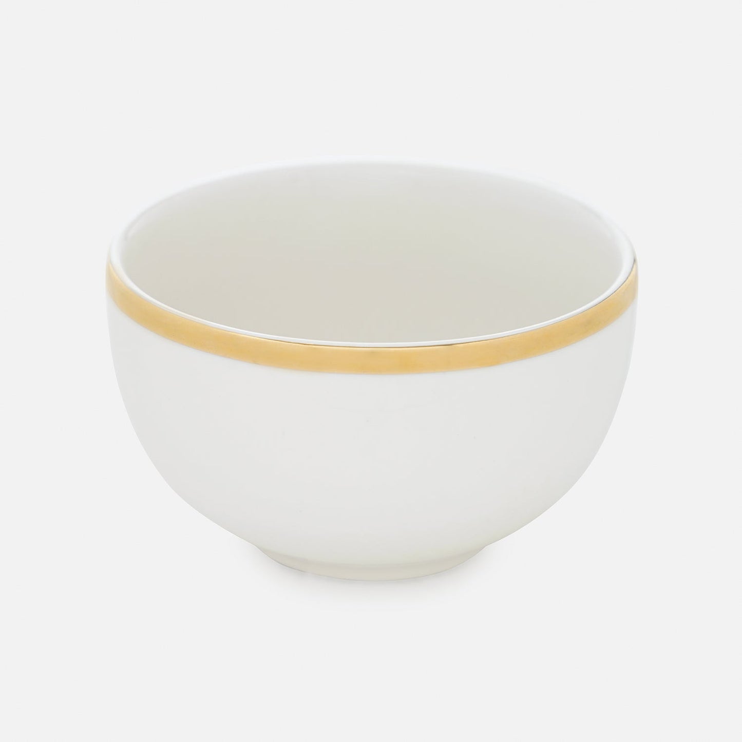 Set of 2 White Gold Rim Ceramic Small Bowls