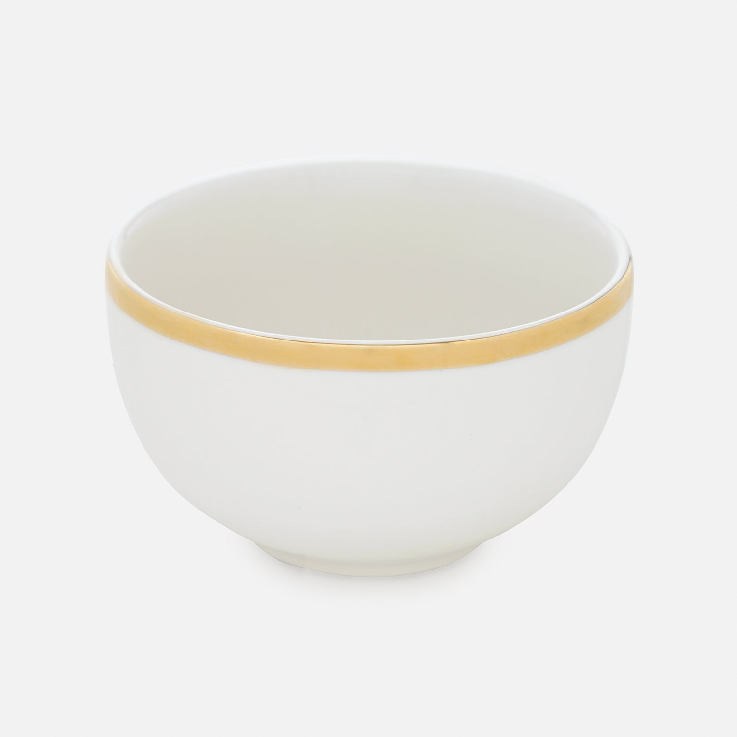 Set of 2 White Gold Rim Ceramic Small Bowls