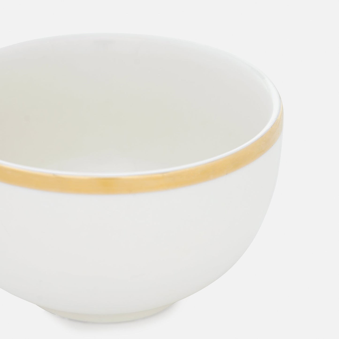 Set of 2 White Gold Rim Ceramic Small Bowls