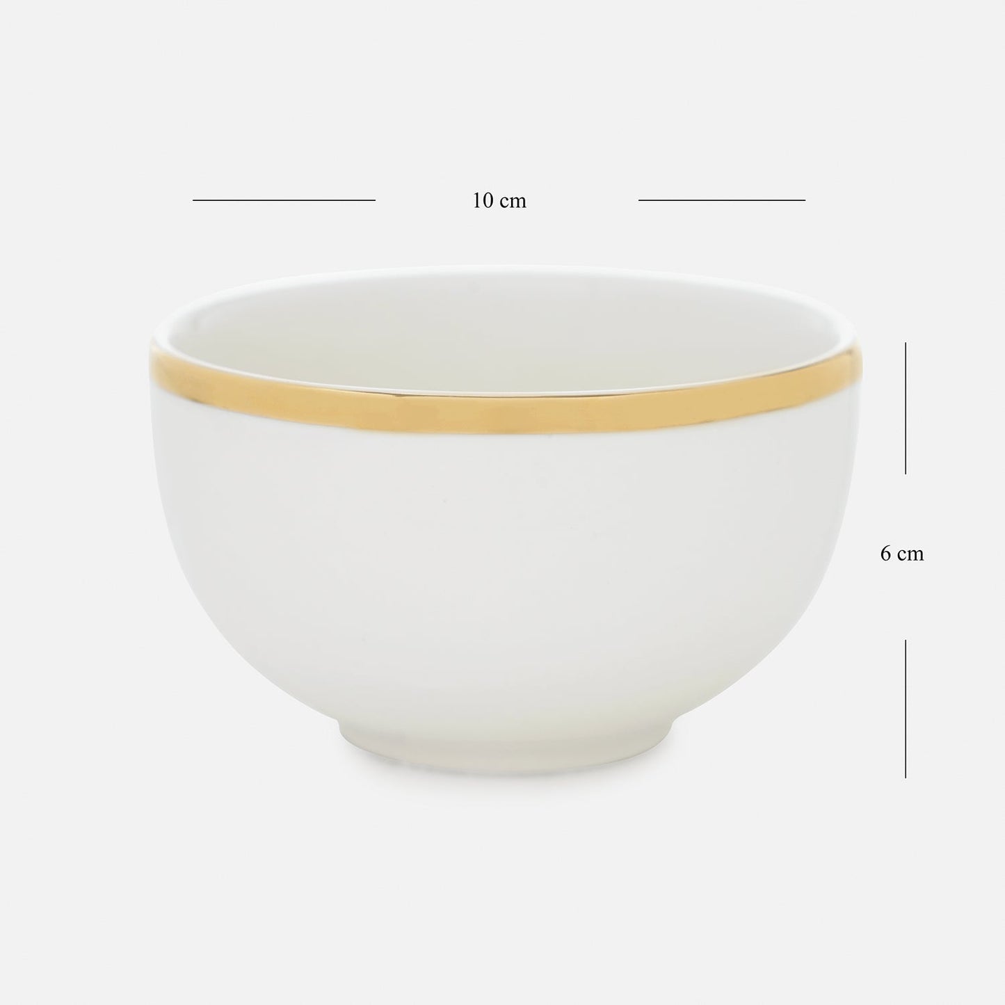 Set of 2 White Gold Rim Ceramic Small Bowls