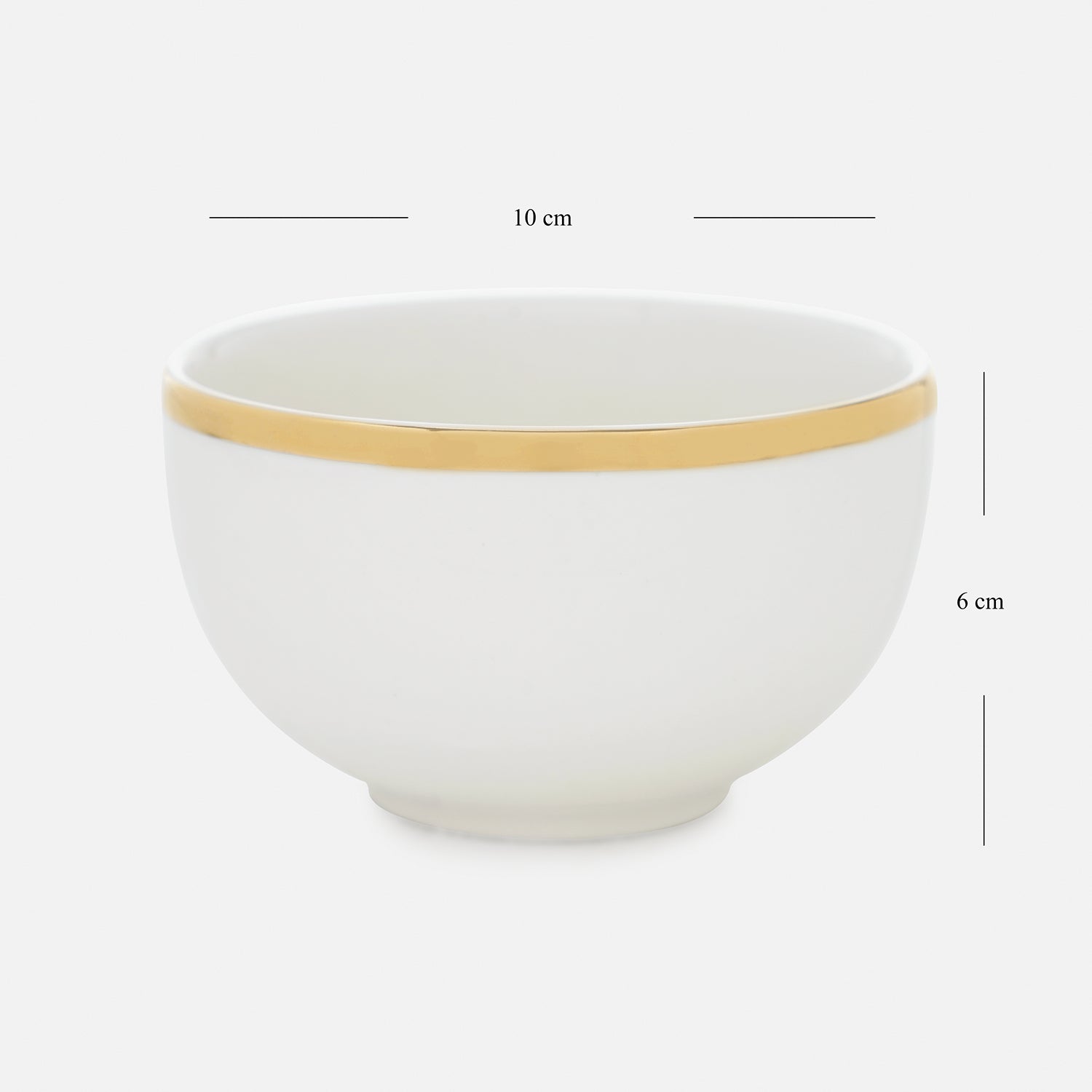 Set of 2 White Gold Rim Ceramic Small Bowls