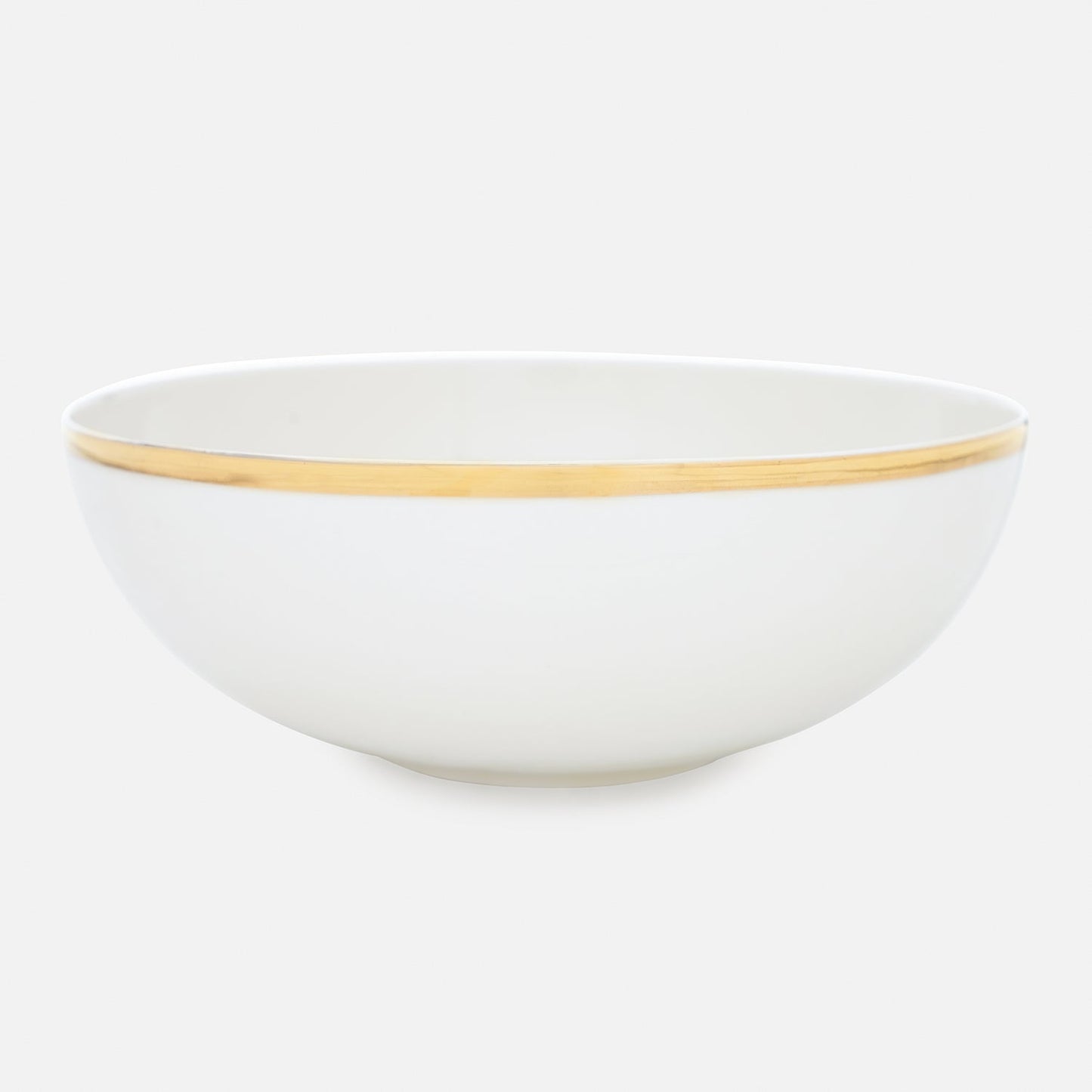 White Gold Rim Ceramic Serving Bowl