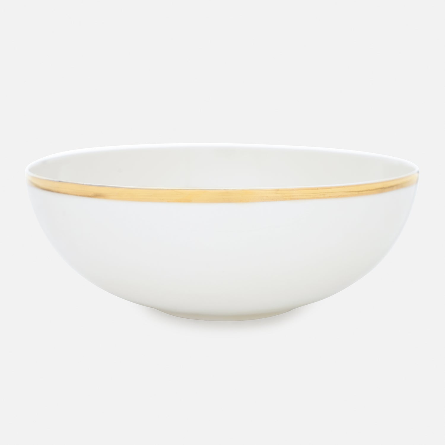 White Gold Rim Ceramic Serving Bowl