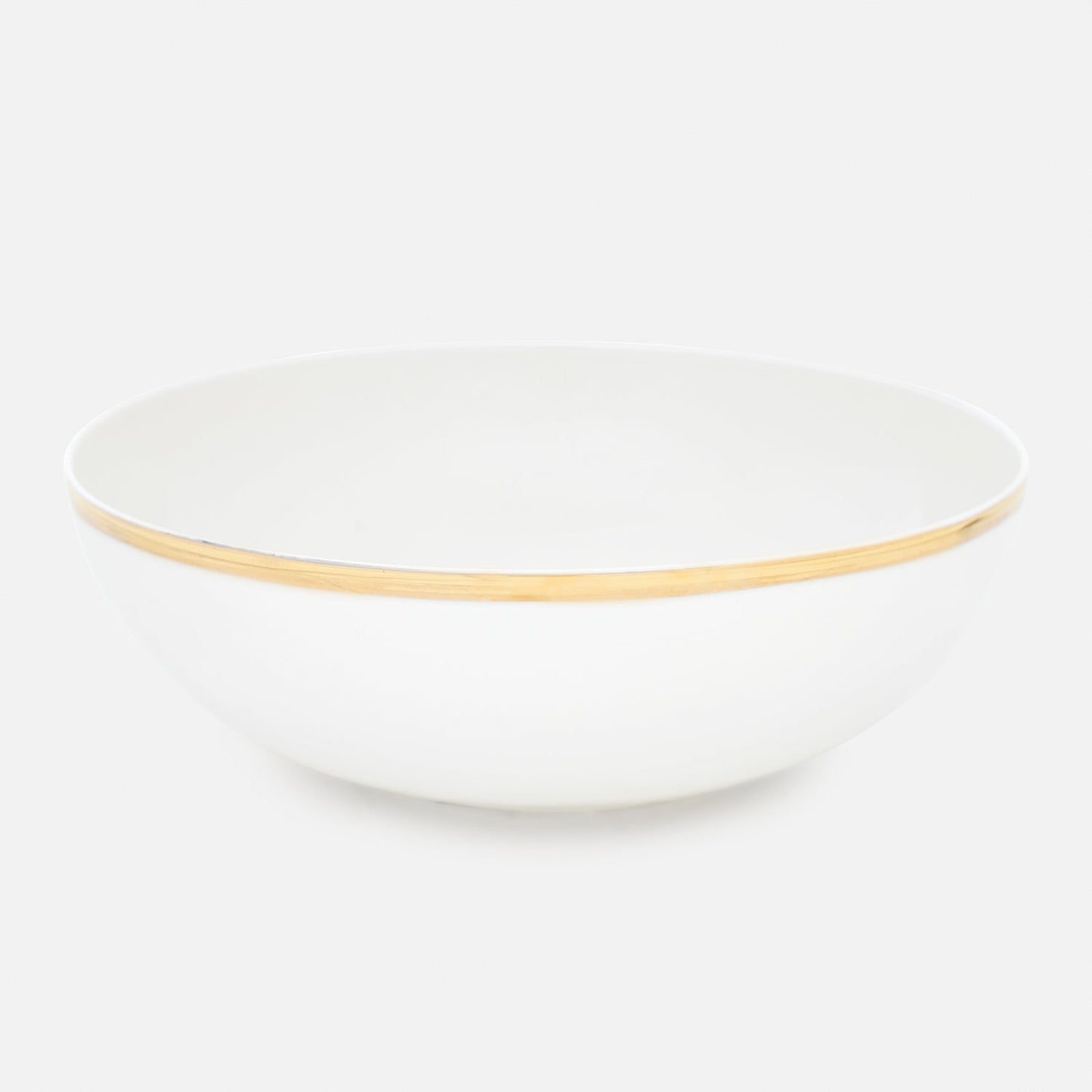 White Gold Rim Ceramic Serving Bowl