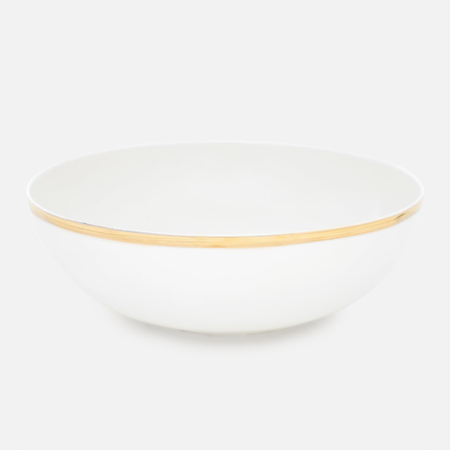 White Gold Rim Ceramic Serving Bowl