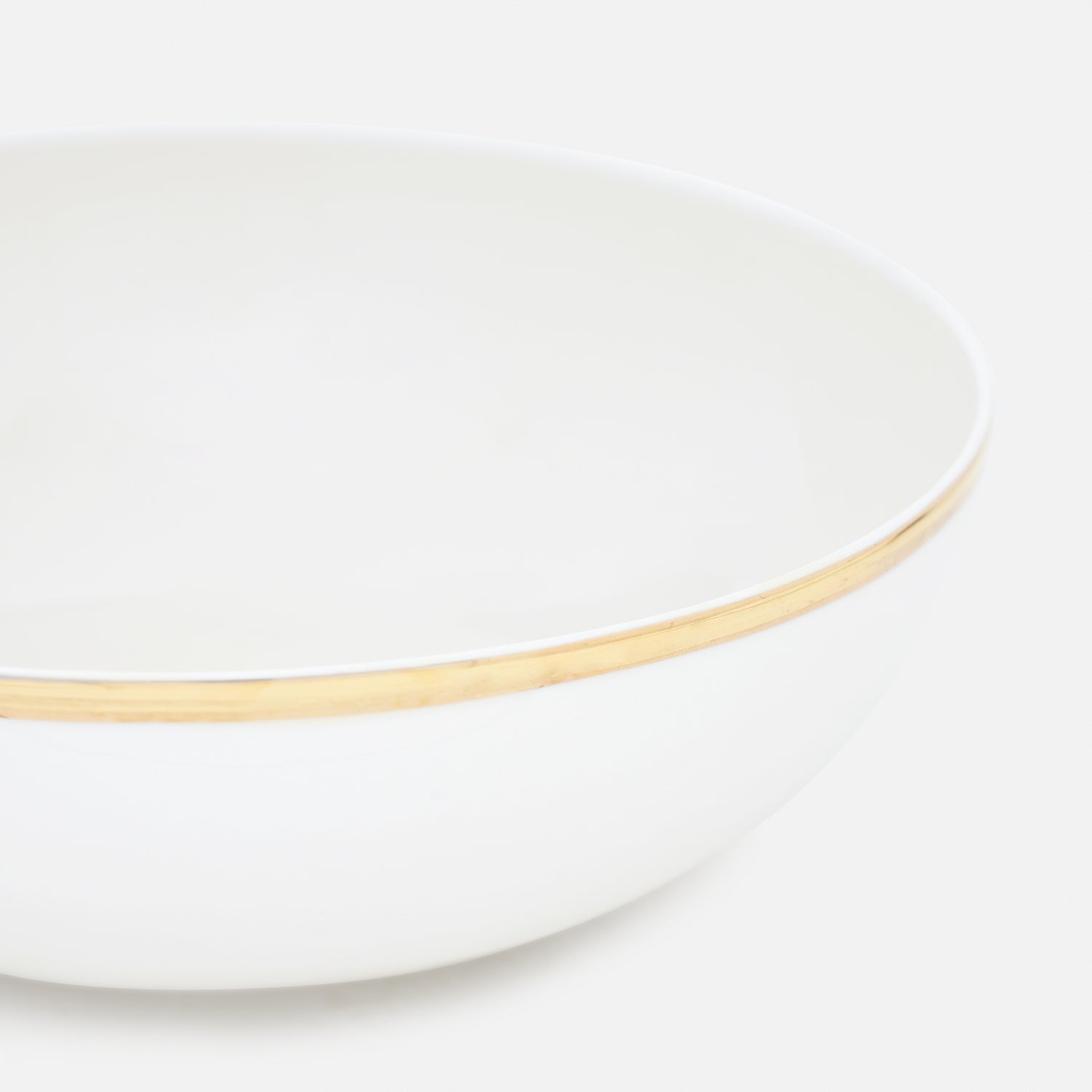 White Gold Rim Ceramic Serving Bowl