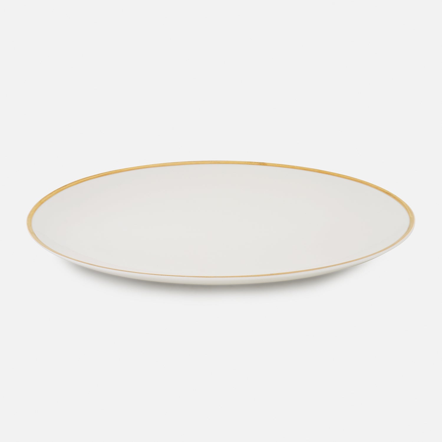 White Gold Rim Ceramic Rice Platter