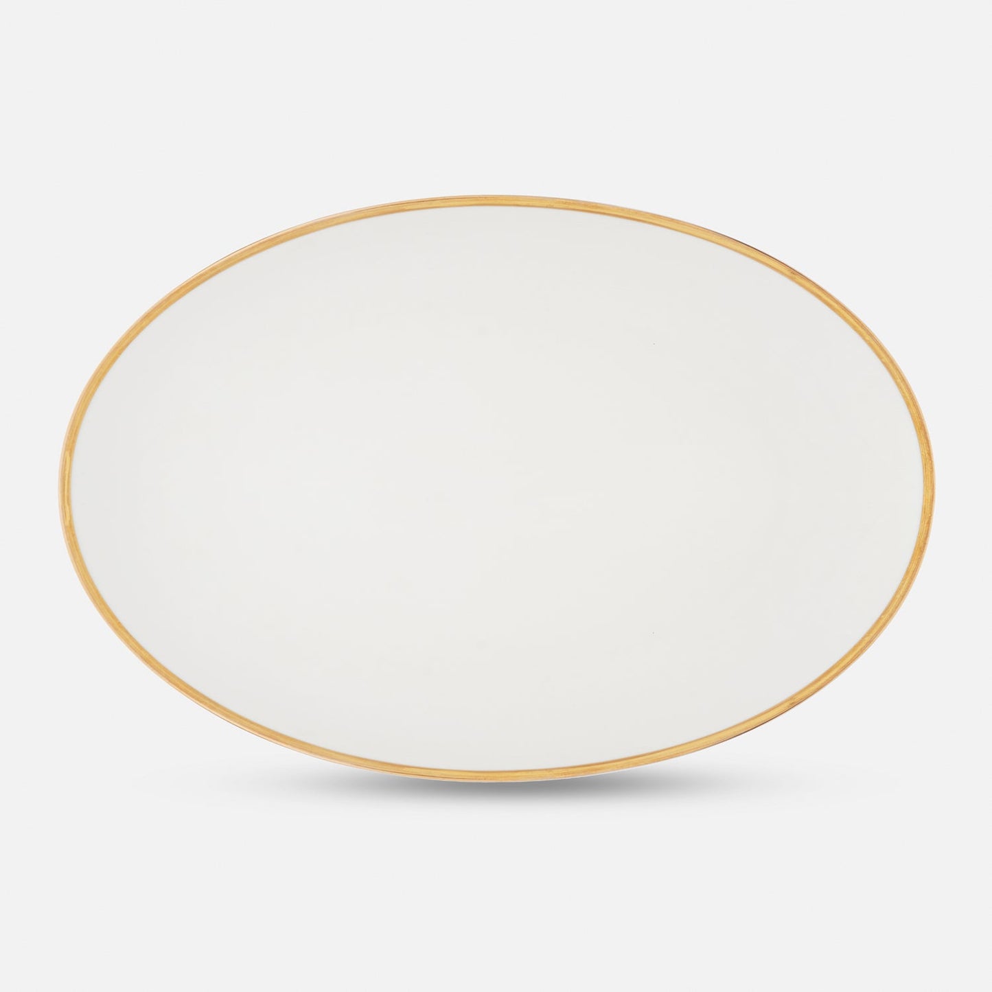 White Gold Rim Ceramic Rice Platter