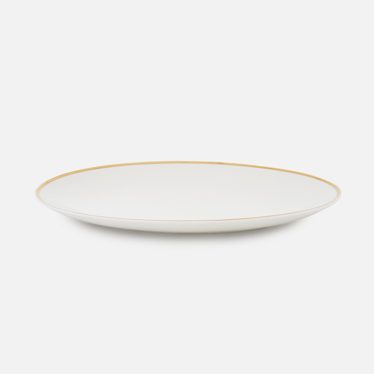 White Gold Rim Ceramic Rice Platter