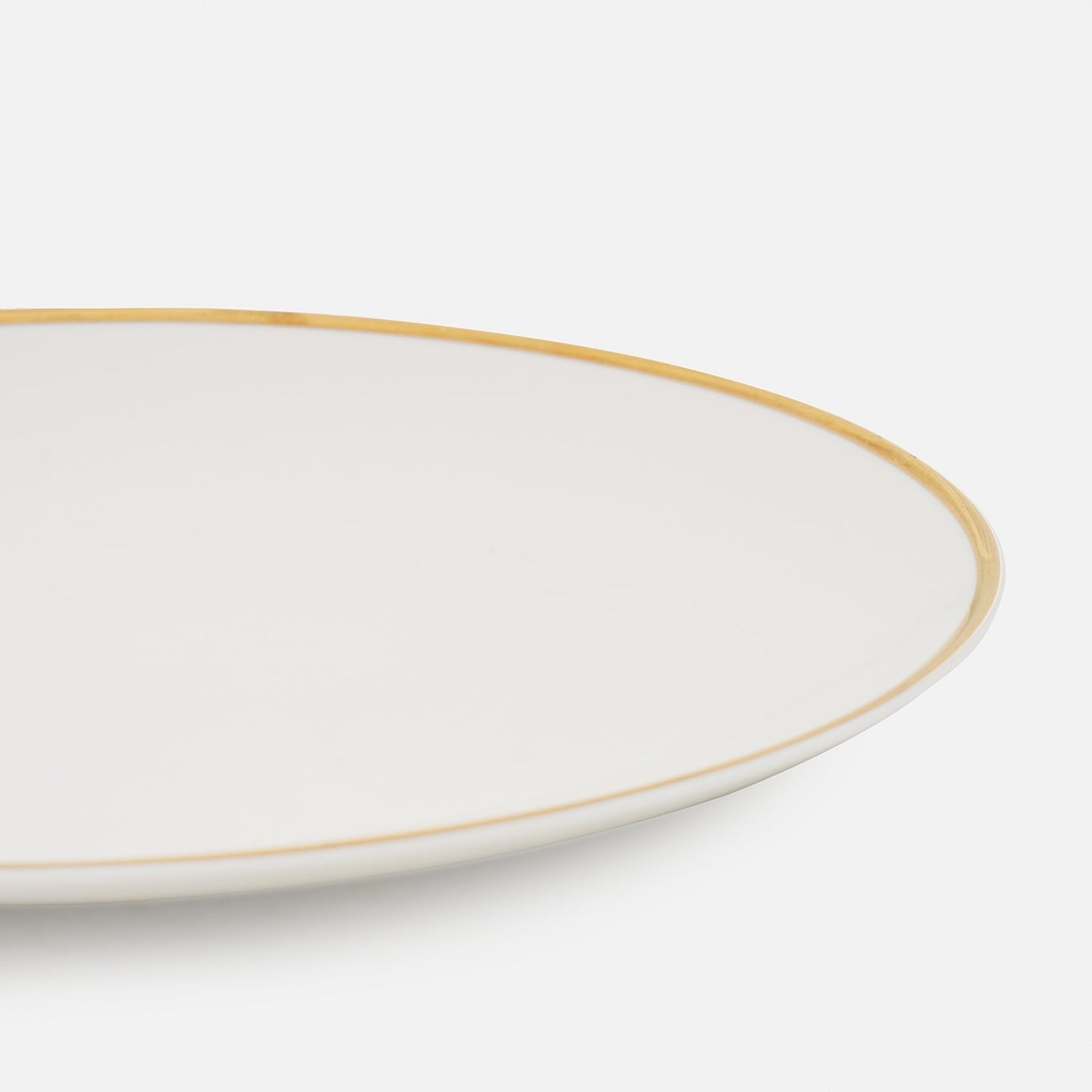 White Gold Rim Ceramic Rice Platter