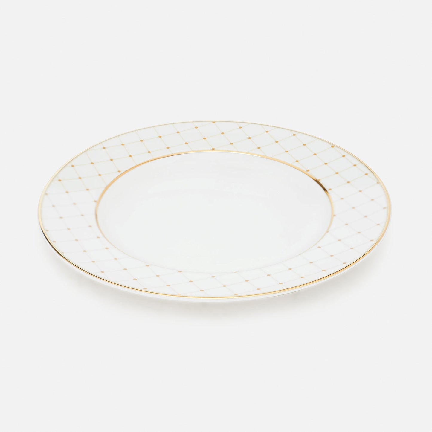 Set of 2 Ivory Ceramic Criss Cross Detail Dessert Plates