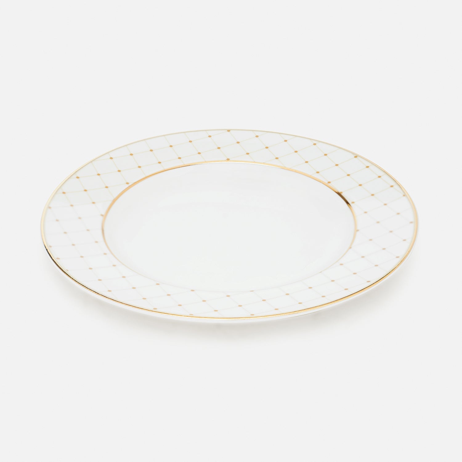 Set of 2 Ivory Ceramic Criss Cross Detail Dessert Plates