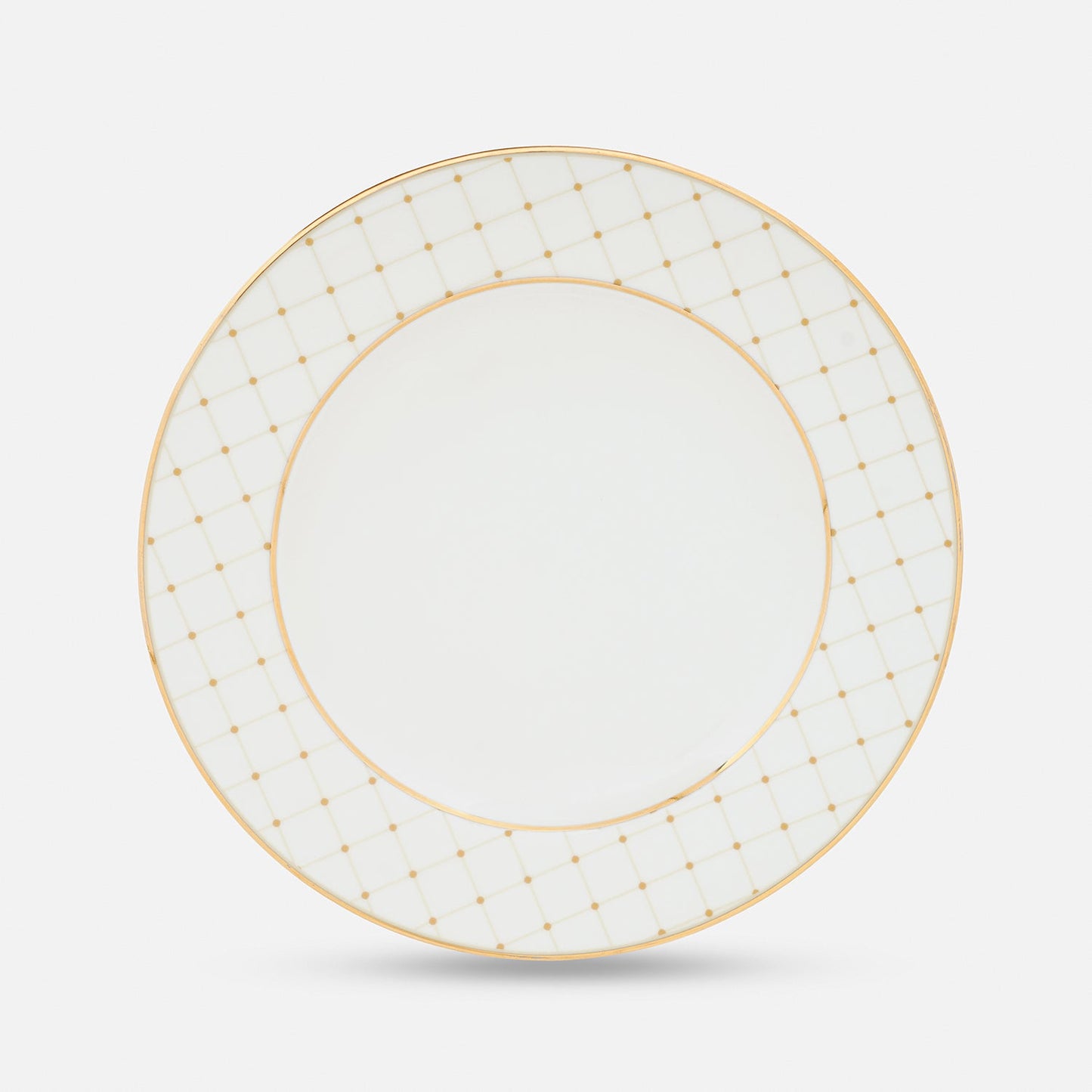 Set of 2 Ivory Ceramic Criss Cross Detail Dessert Plates