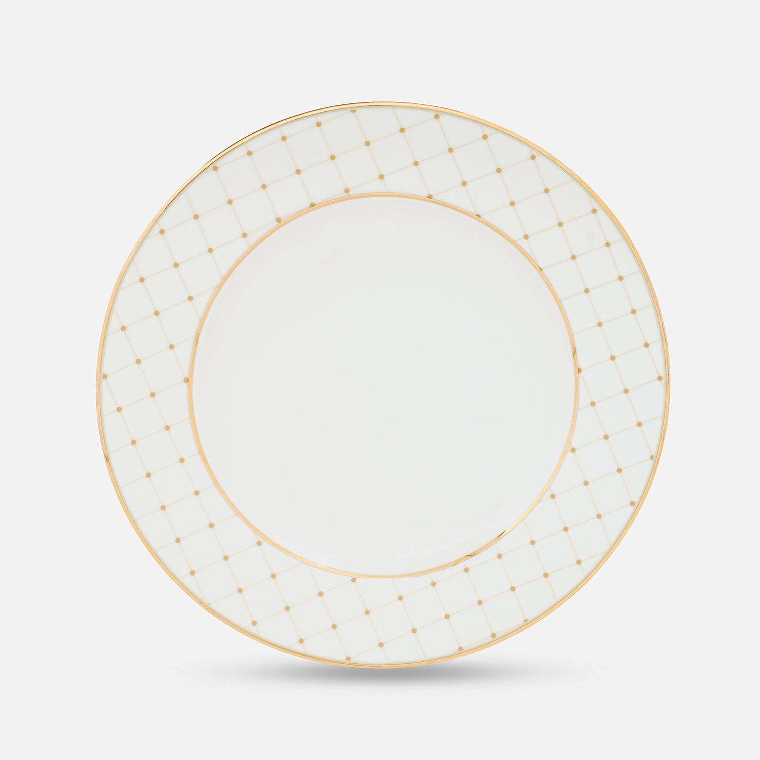 Set of 2 Ivory Ceramic Criss Cross Detail Dessert Plates