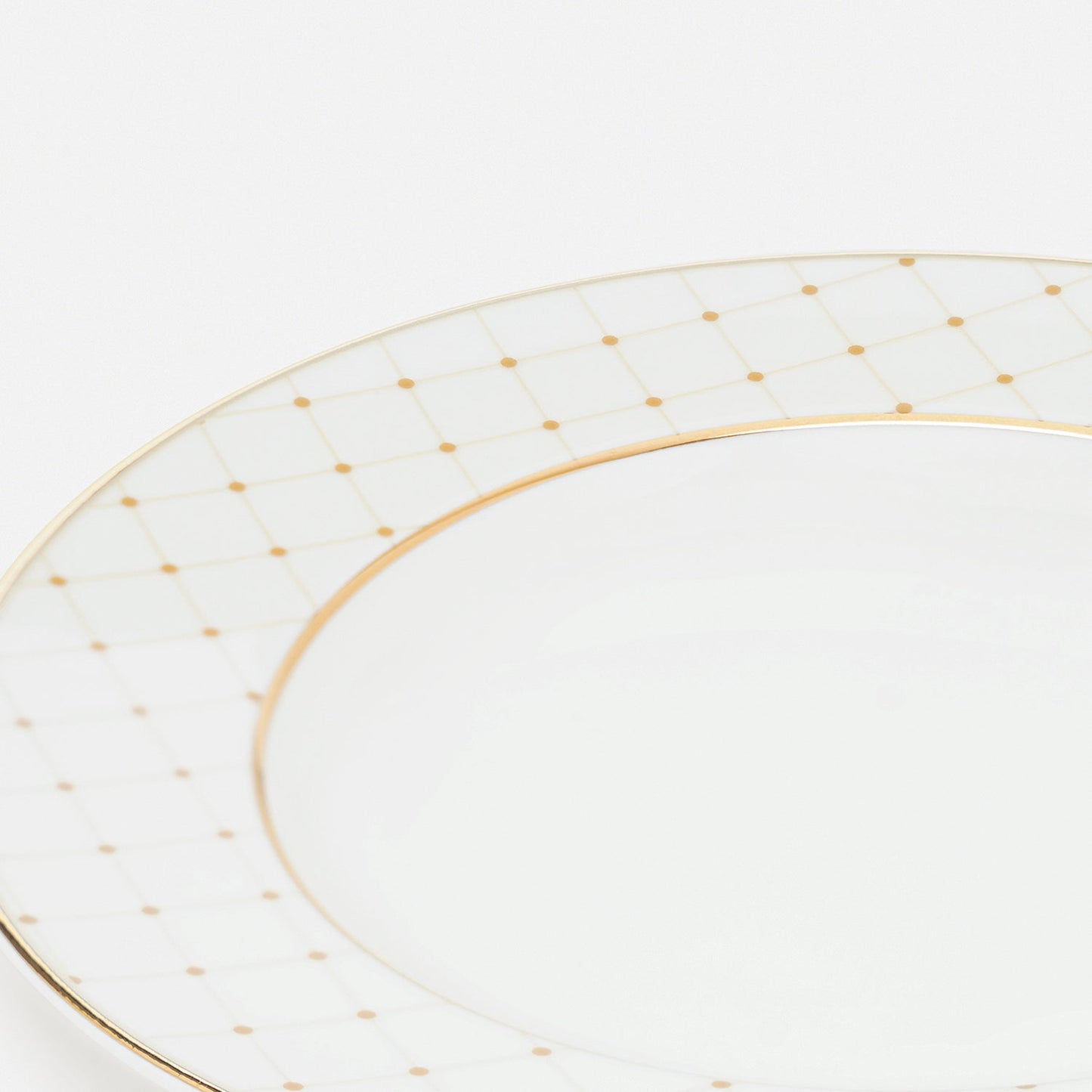 Set of 2 Ivory Ceramic Criss Cross Detail Dessert Plates