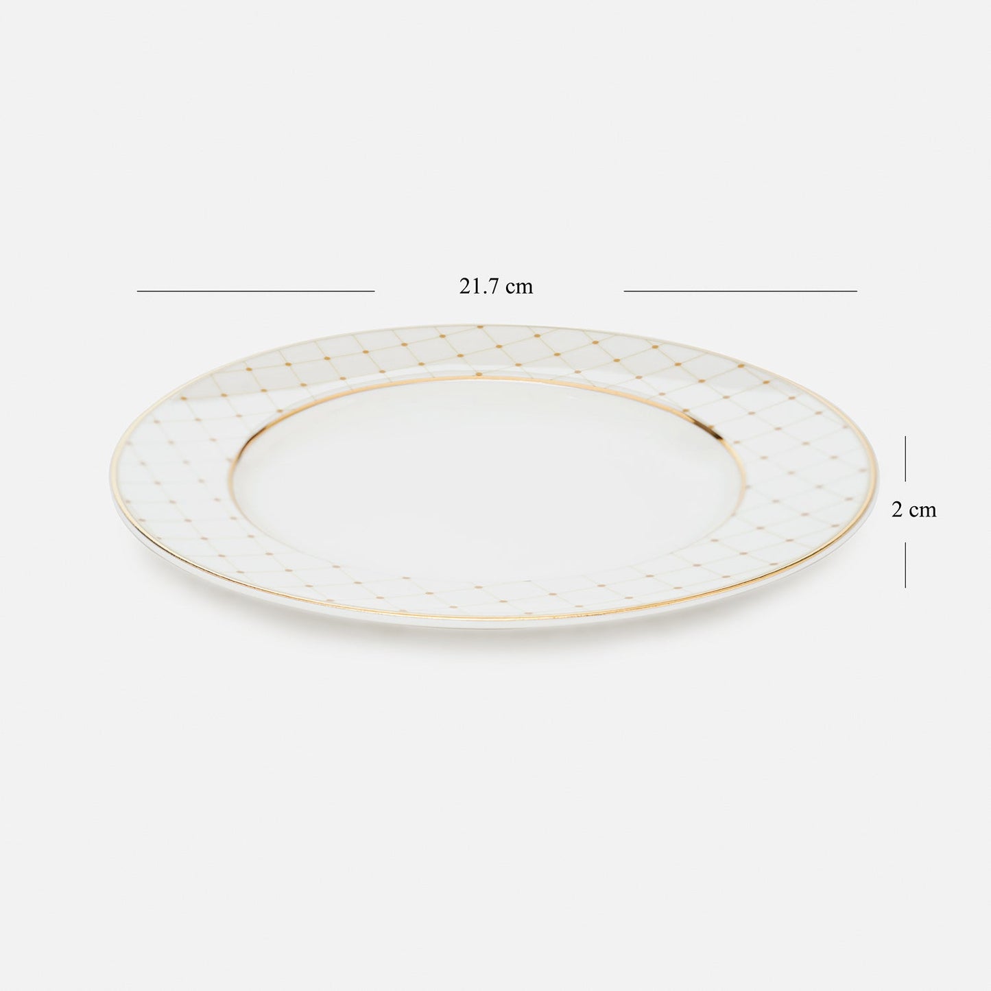 Set of 2 Ivory Ceramic Criss Cross Detail Dessert Plates