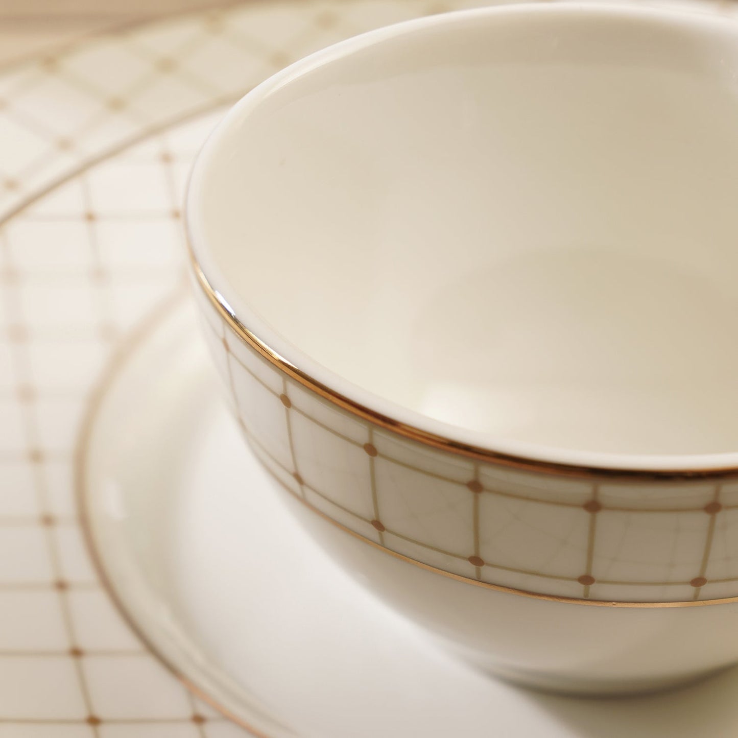 Set of 2 Ivory Ceramic Criss Cross Detail Small Bowls
