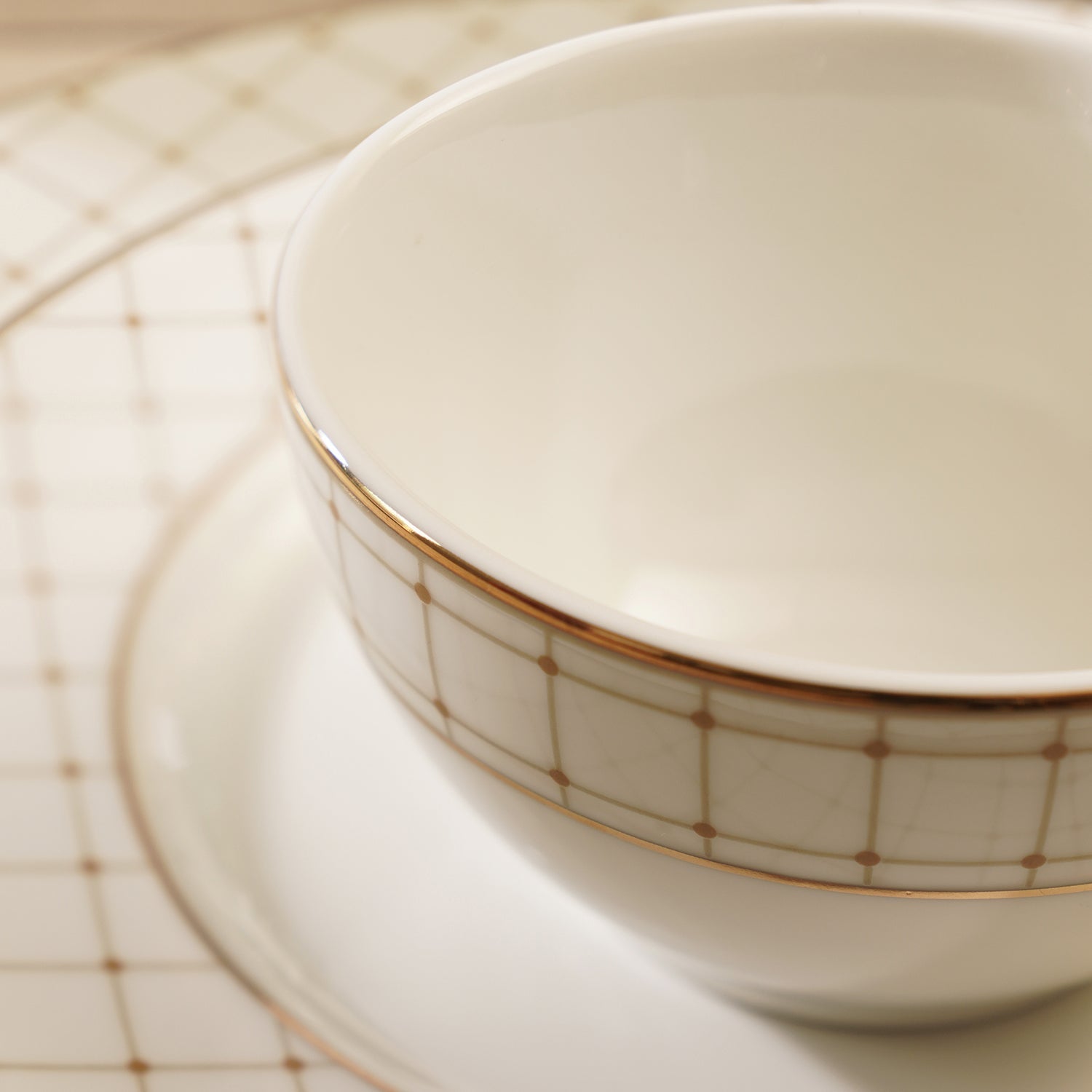 Set of 2 Ivory Ceramic Criss Cross Detail Small Bowls