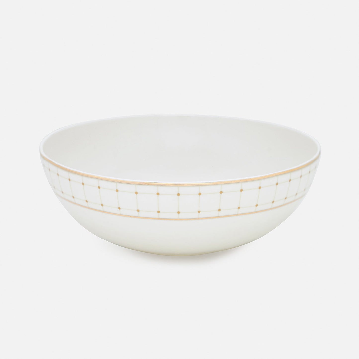 Ivory Ceramic Criss Cross Detail Serving Bowl