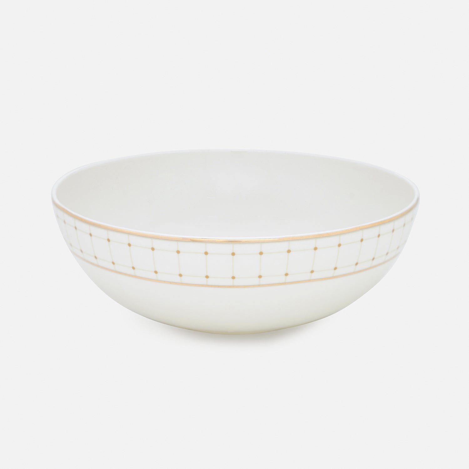 Ivory Ceramic Criss Cross Detail Serving Bowl