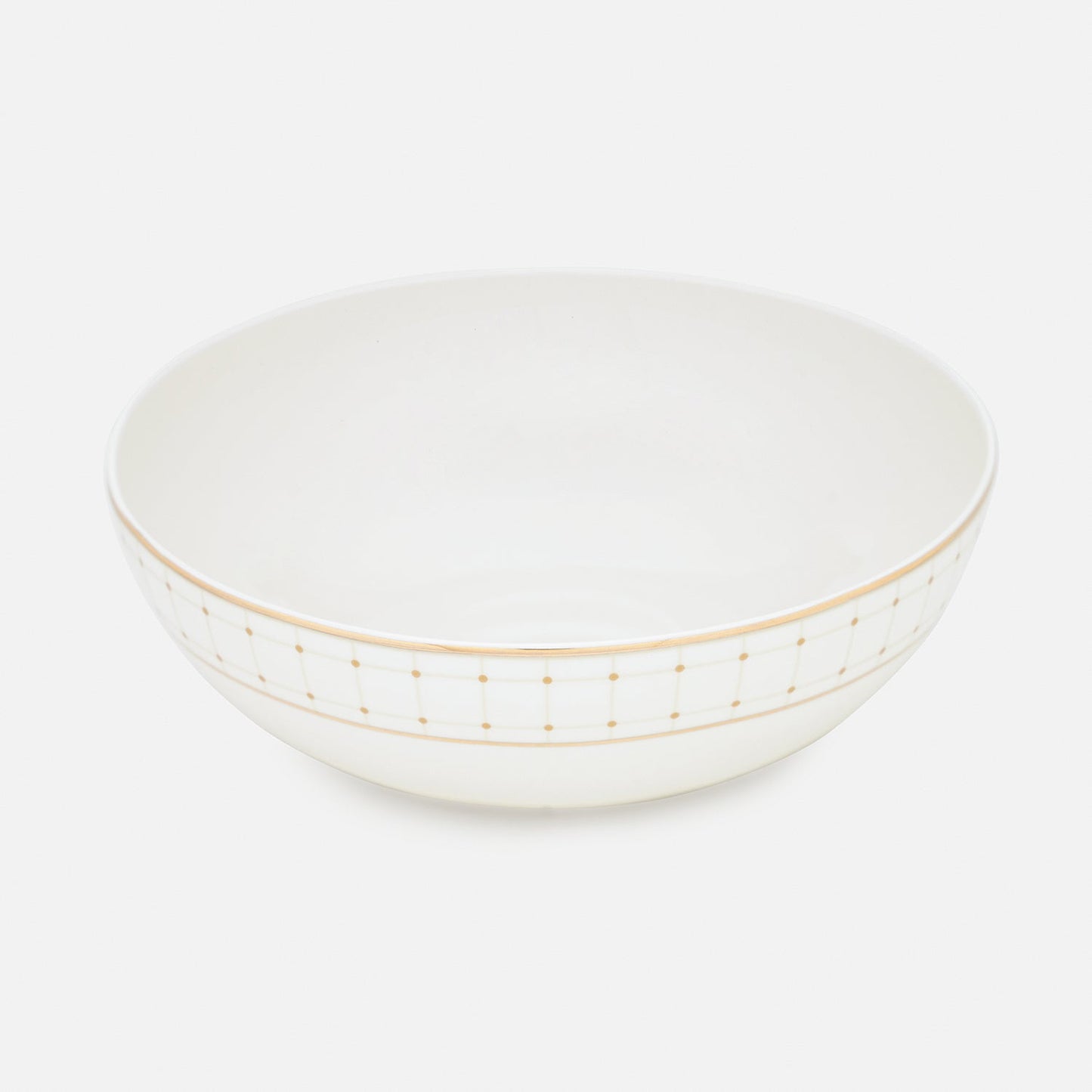 Ivory Ceramic Criss Cross Detail Serving Bowl
