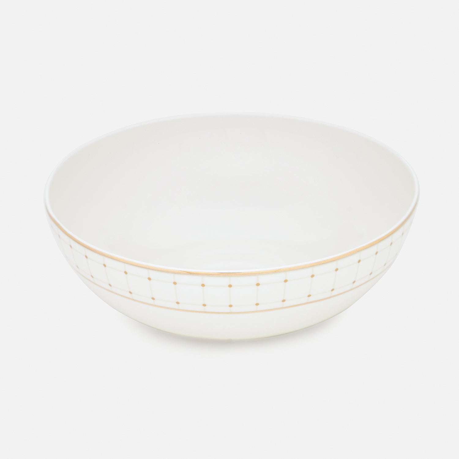 Ivory Ceramic Criss Cross Detail Serving Bowl