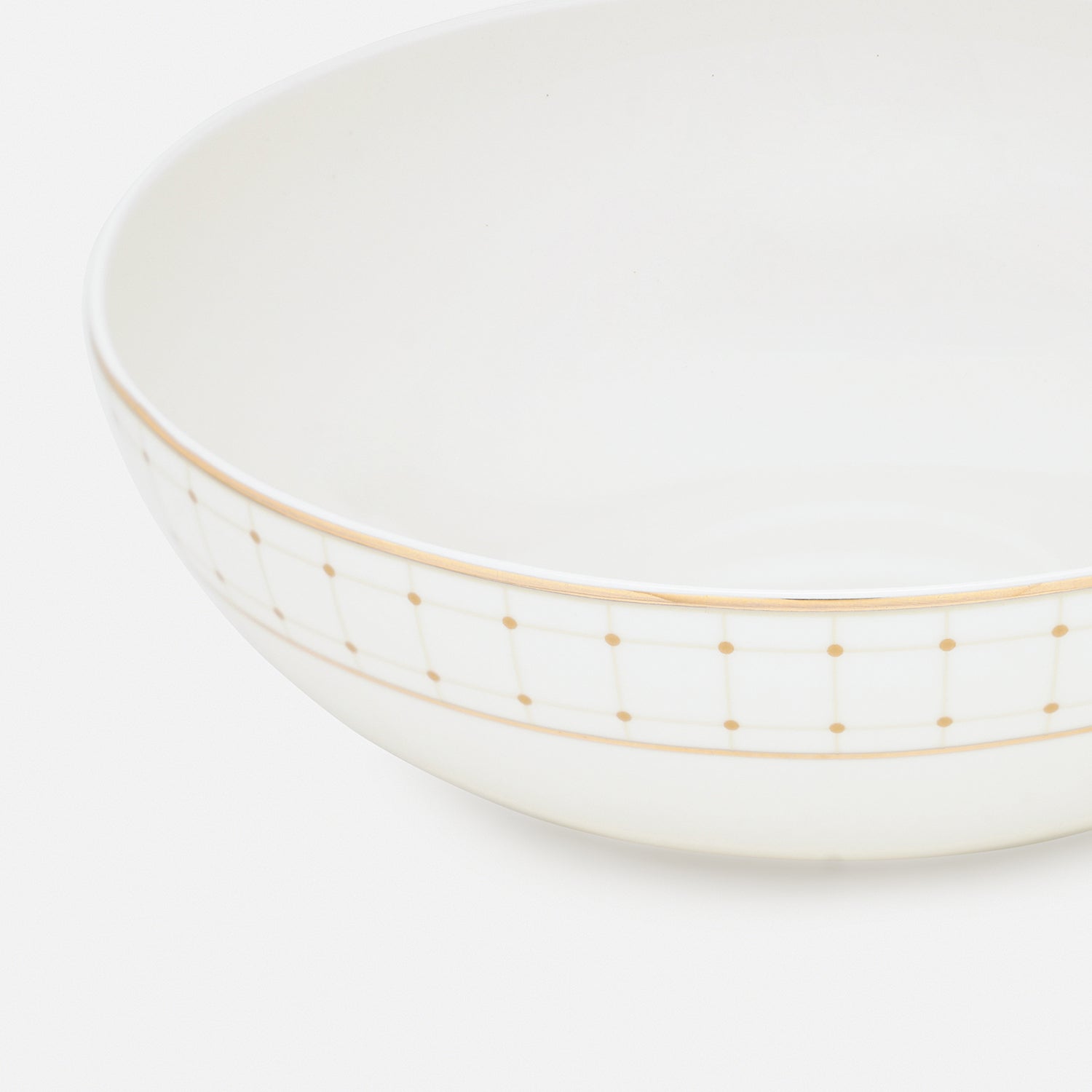 Ivory Ceramic Criss Cross Detail Serving Bowl